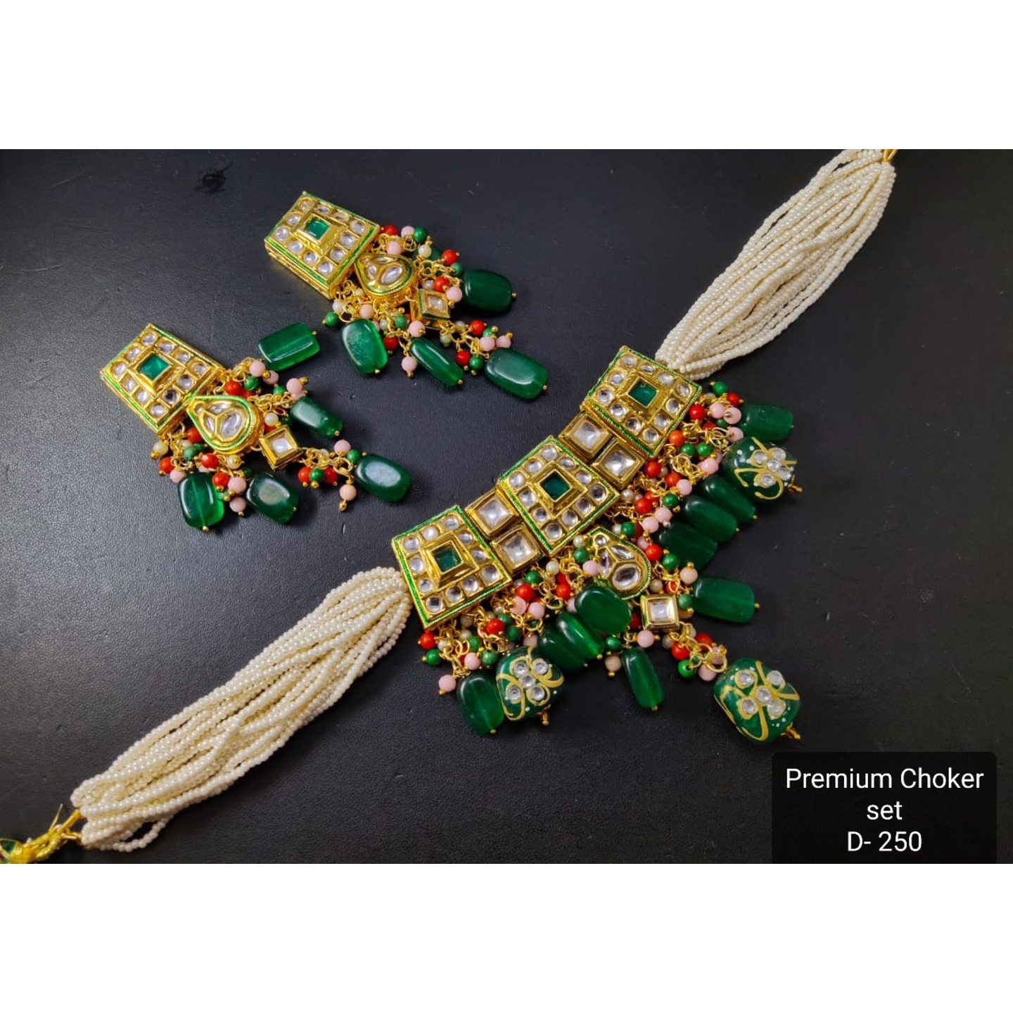 Kundan White Pearl Choker with Earrings