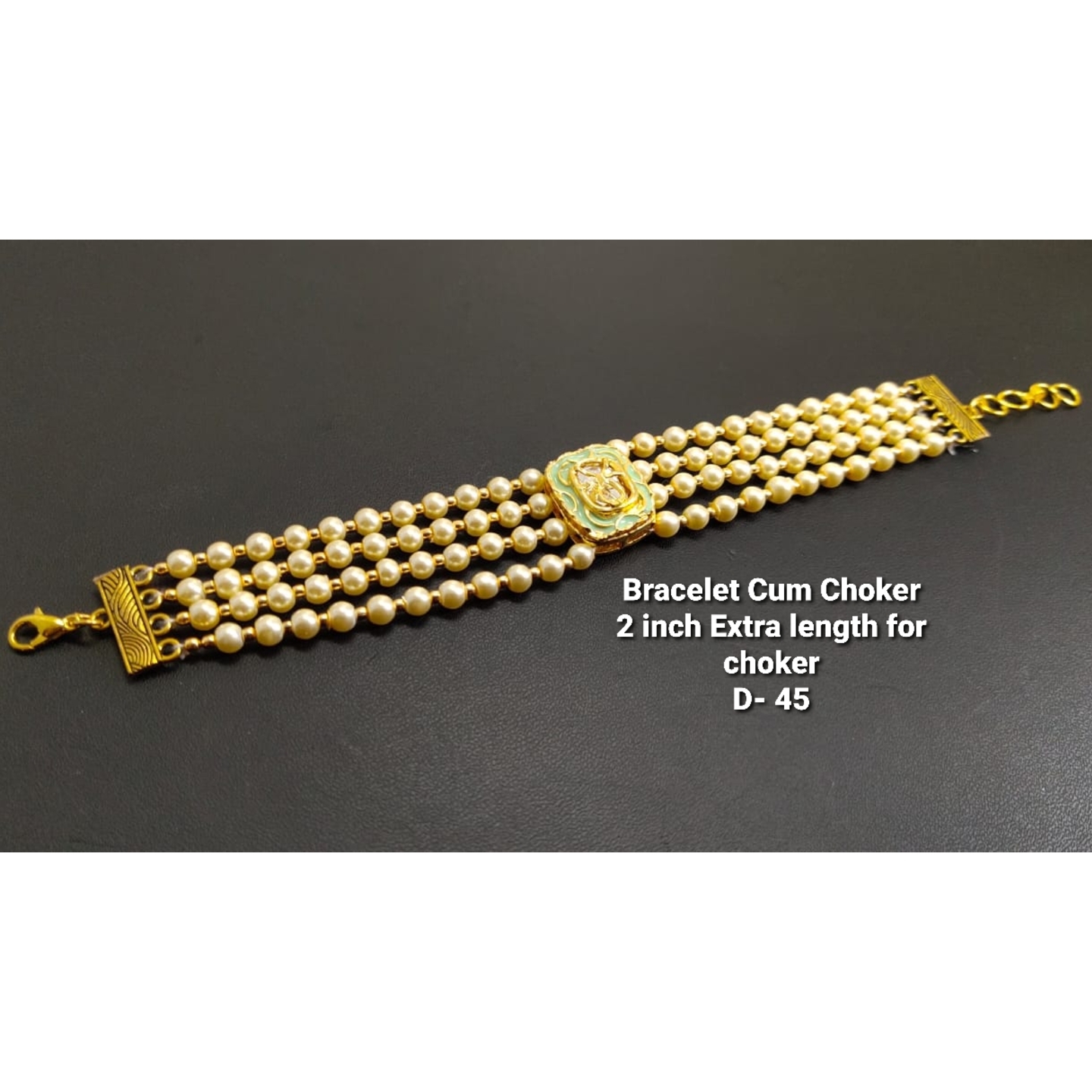 Kundan Choker With Gold Pearl  Neckline