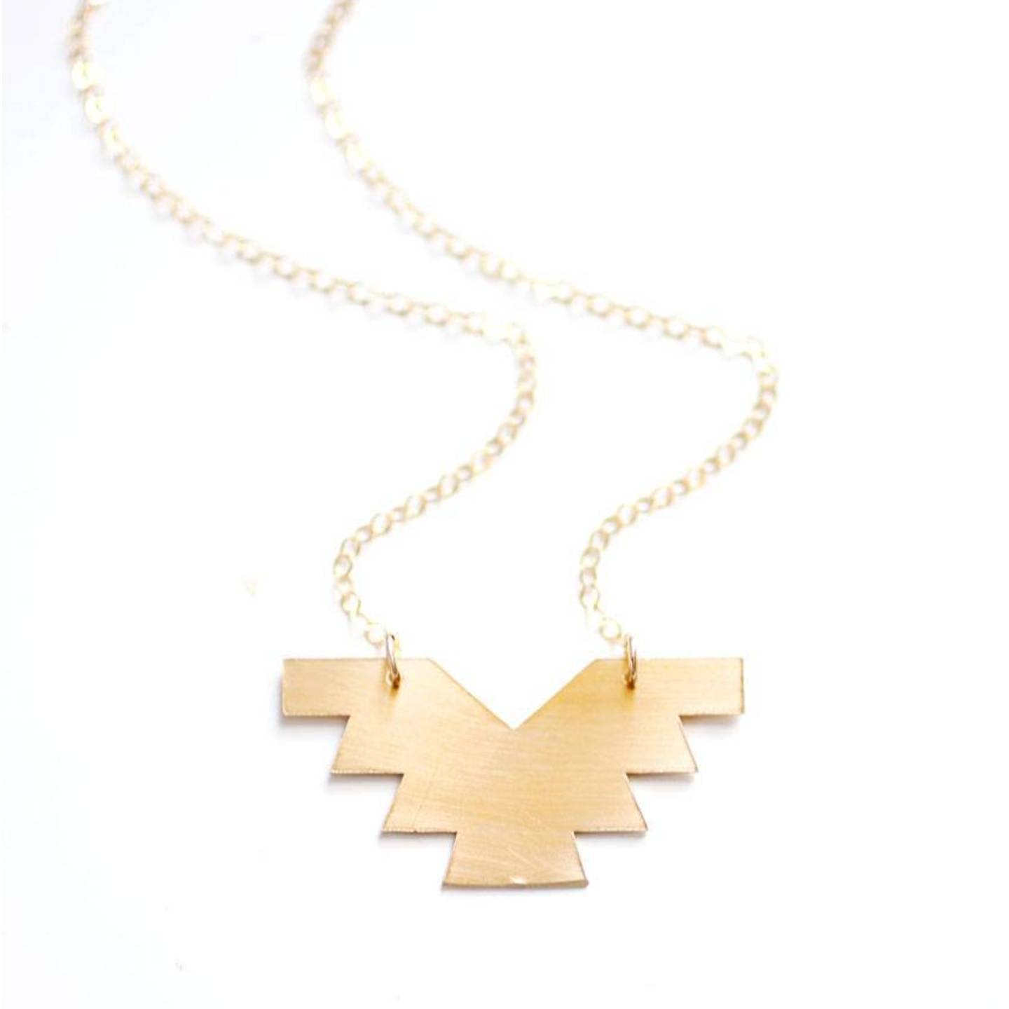 Geometric Step Brass Necklace