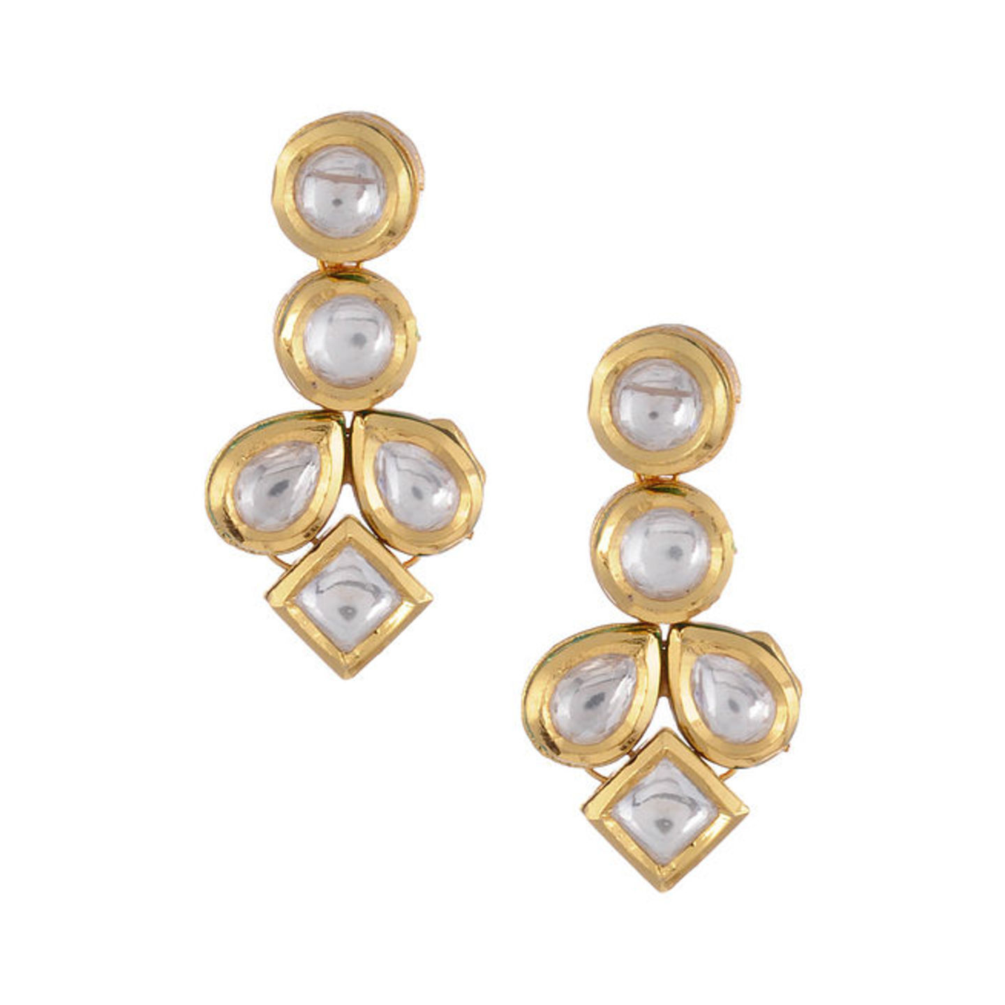 Gold Tone Kundan Earrings Small