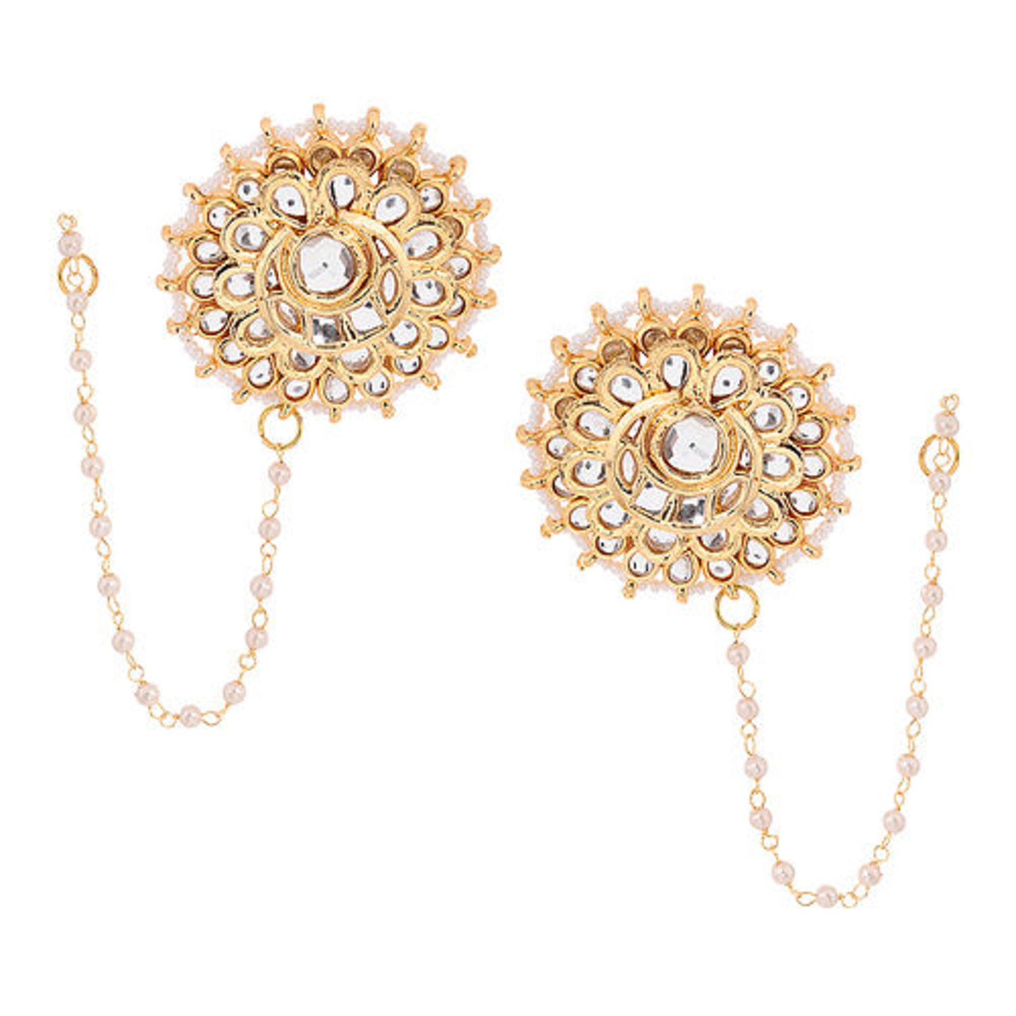 Classic Gold Tone Kundan Inspired Stud Earrings