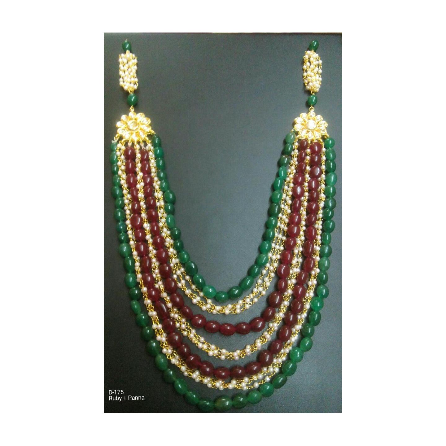 High Quality Kundan Necklace Set With Ruby Panna Stone