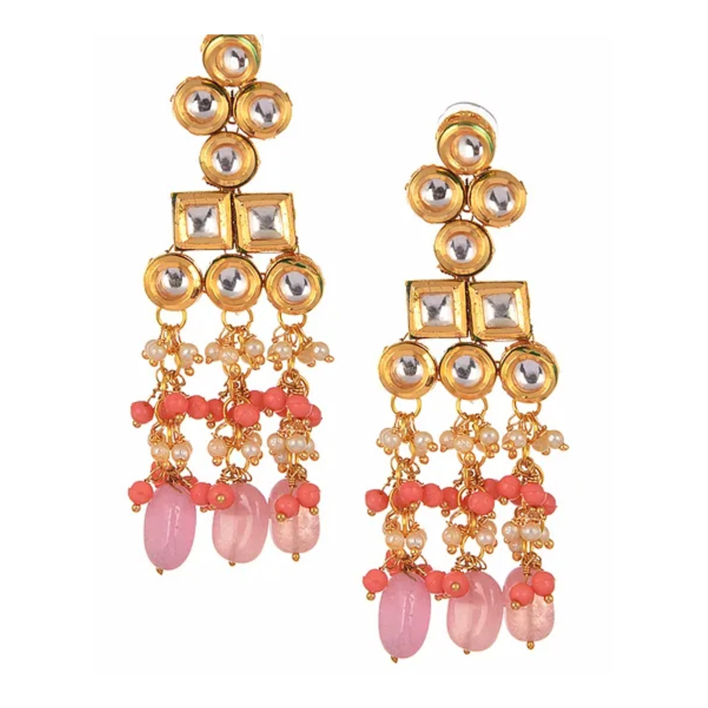 Pink Gold Tone Kundan Earring