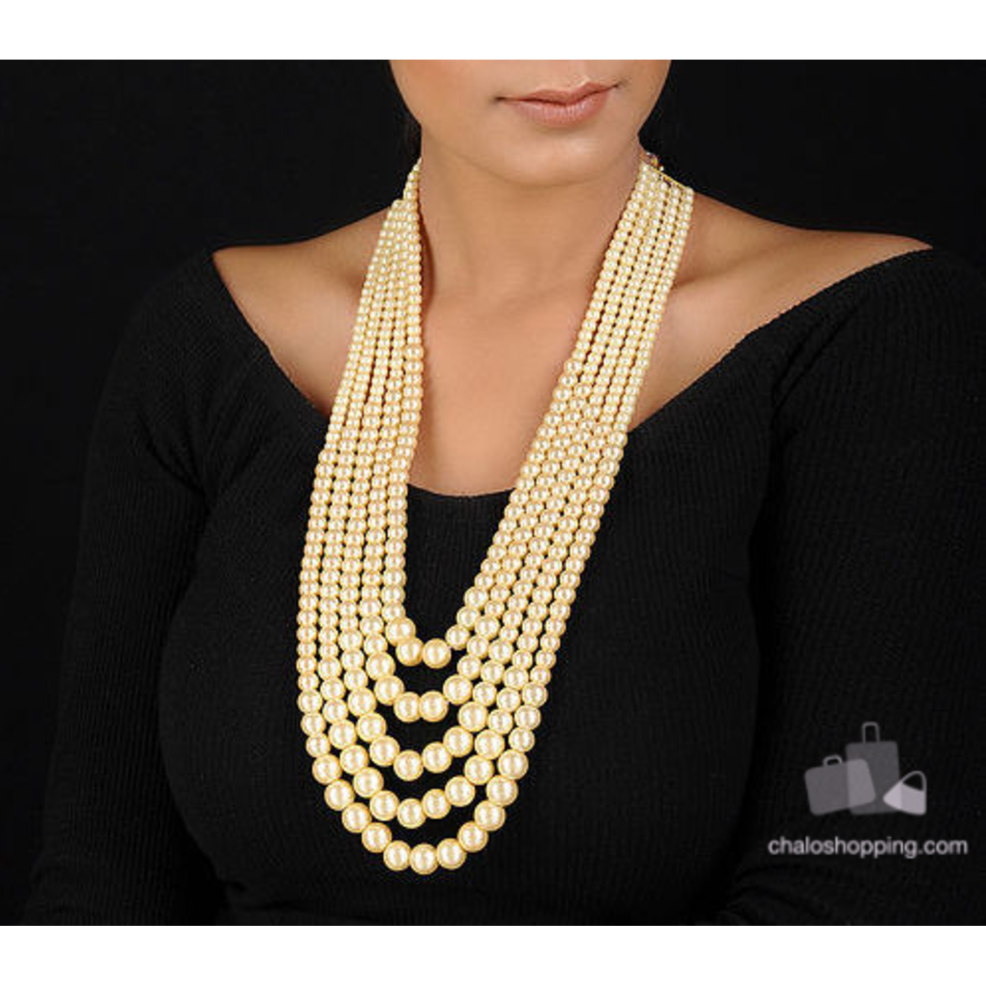 Multilayer High Quality Faux Pearl Rani Haar
