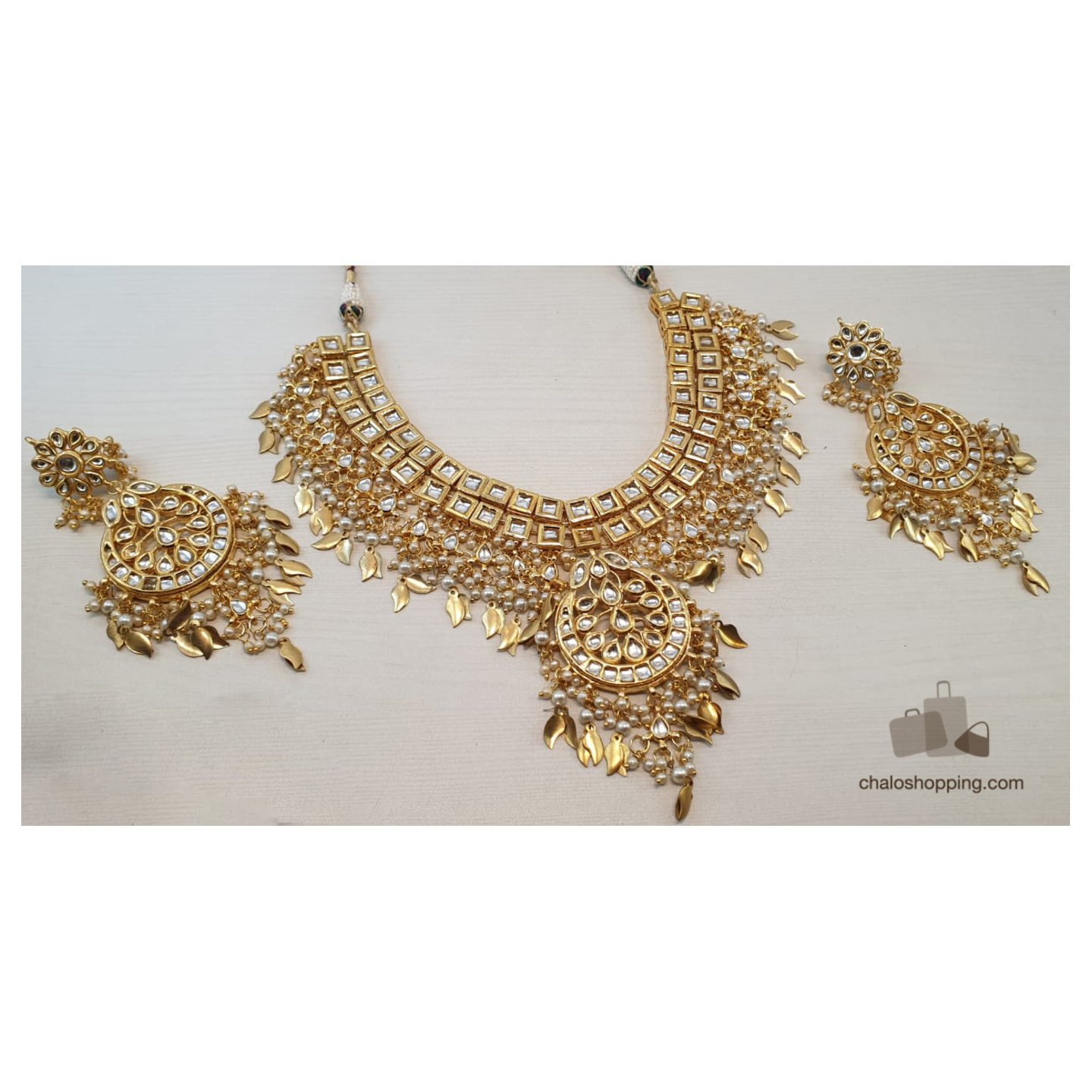 Peepal Leaf Kundan Necklace Set