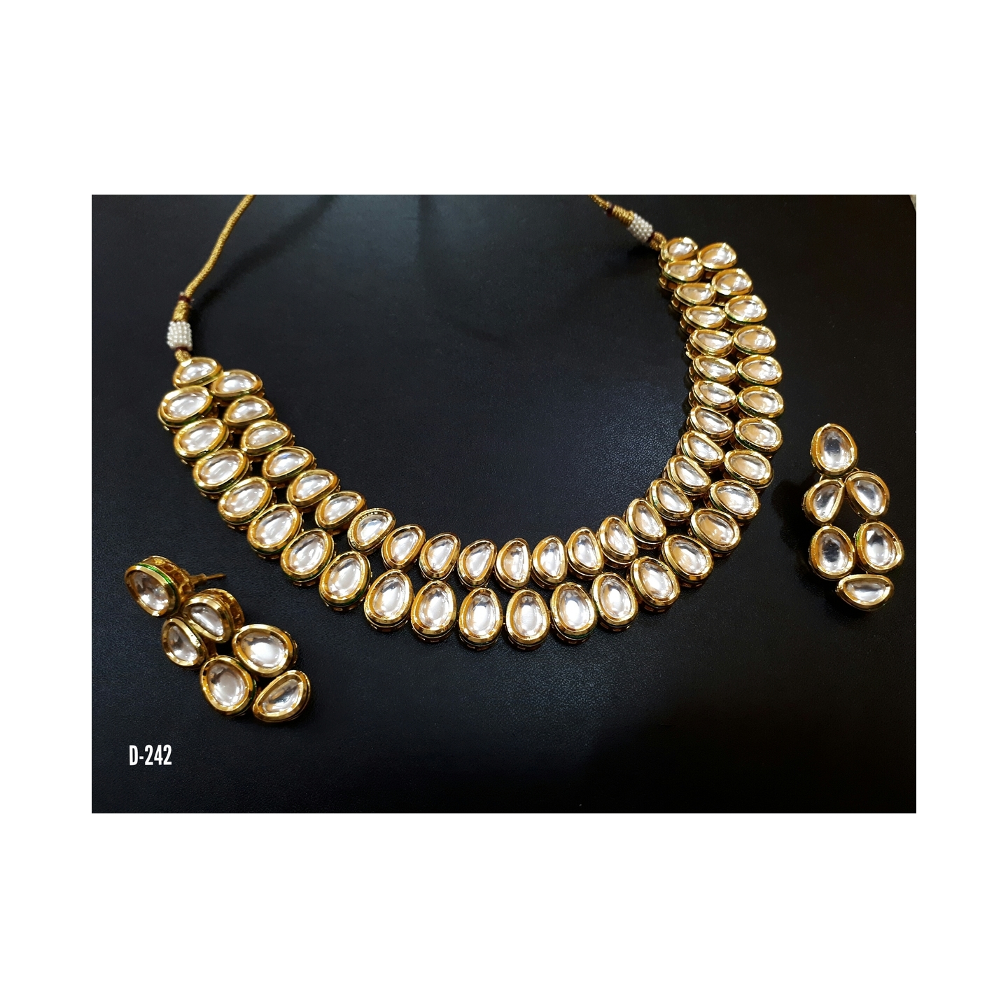 Kundan Choker Double Layer Necklace Set With Earring