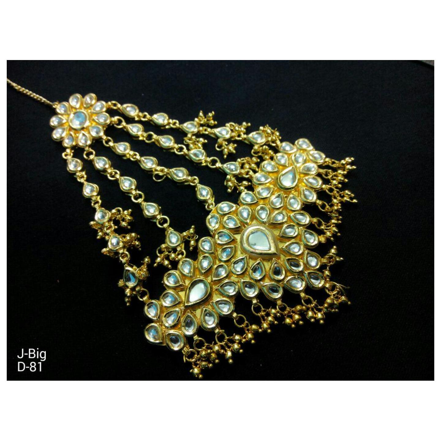 Gold Tone Kundan Passa With Pearls