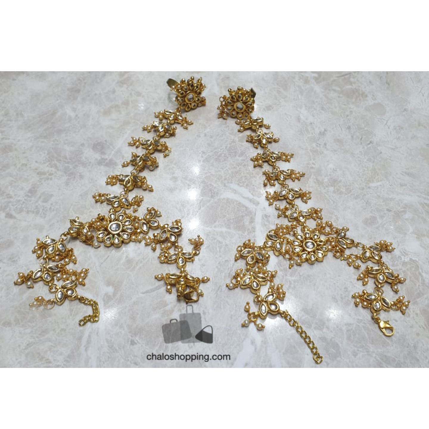 Kundan Meenakari Hathphool (Pair)