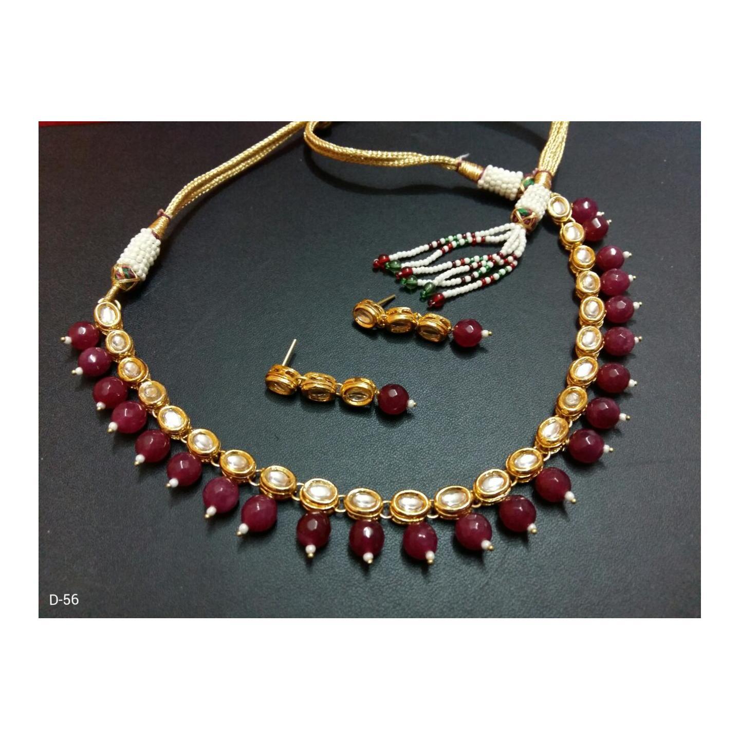 Kundan Choker Neckline Set With Earring Ruby Onyx 