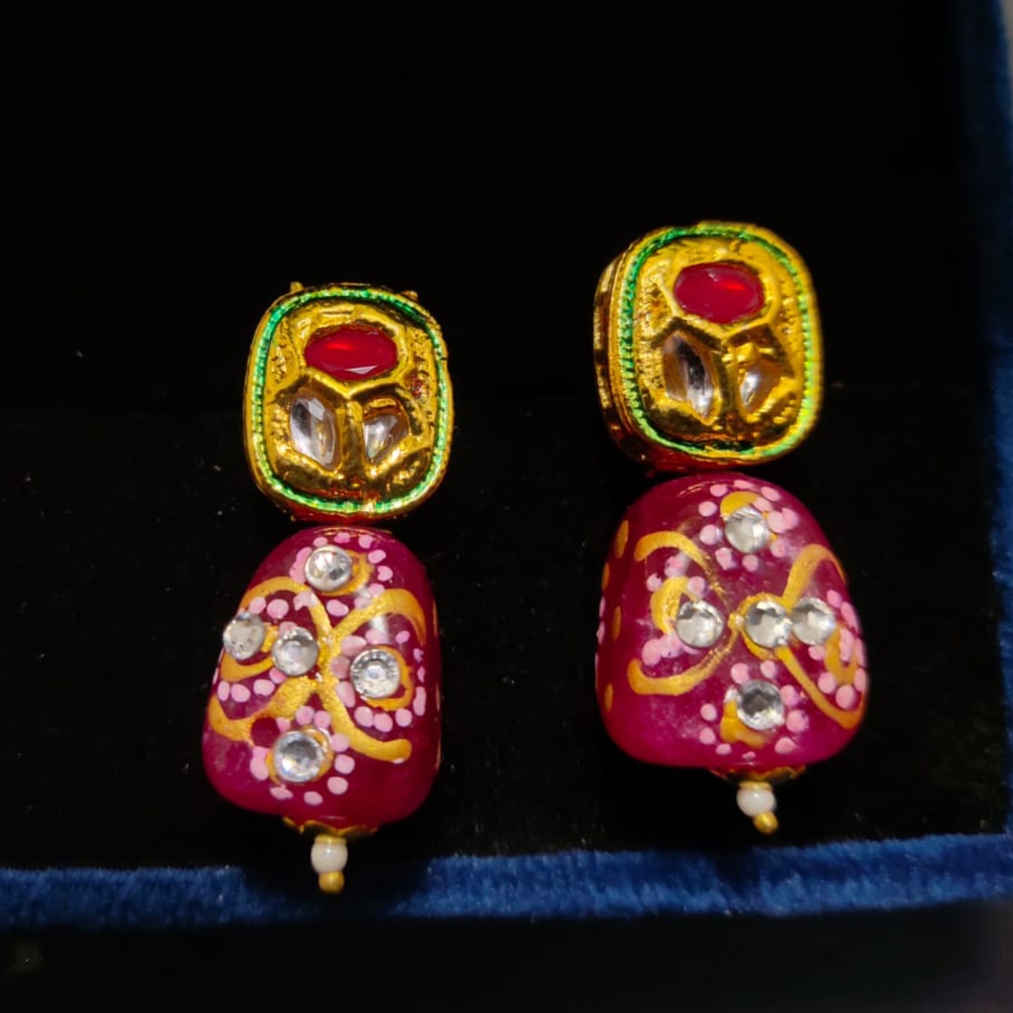 Small Kundan Studs 20 Ruby Red