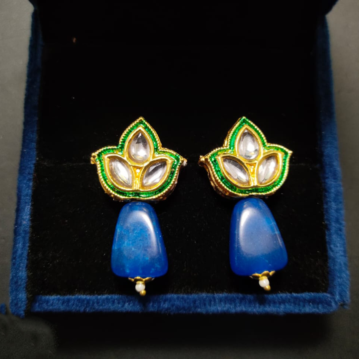 Small Kundan Studs 07 Blue