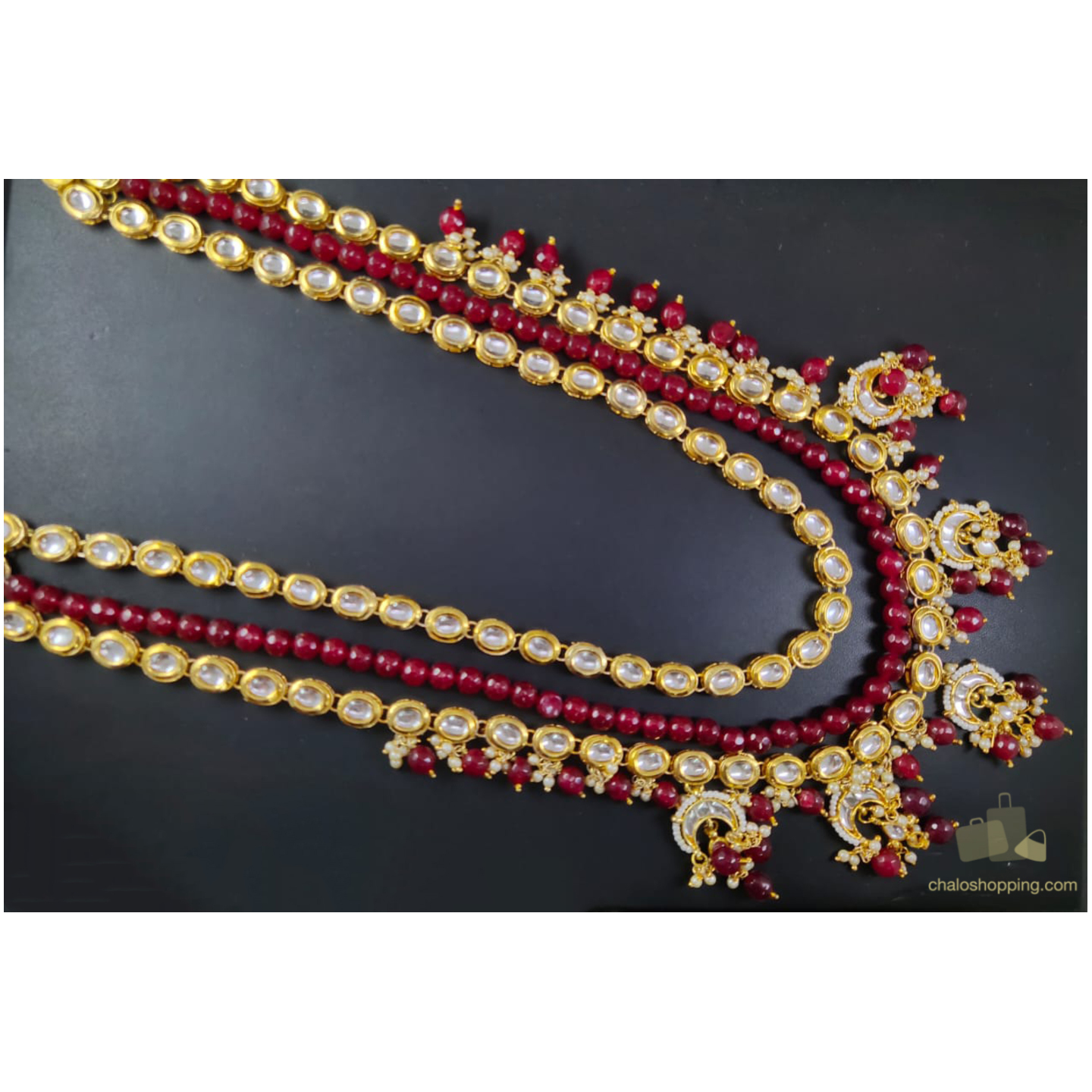 Kundan Inspired Red Onyx Long Haar