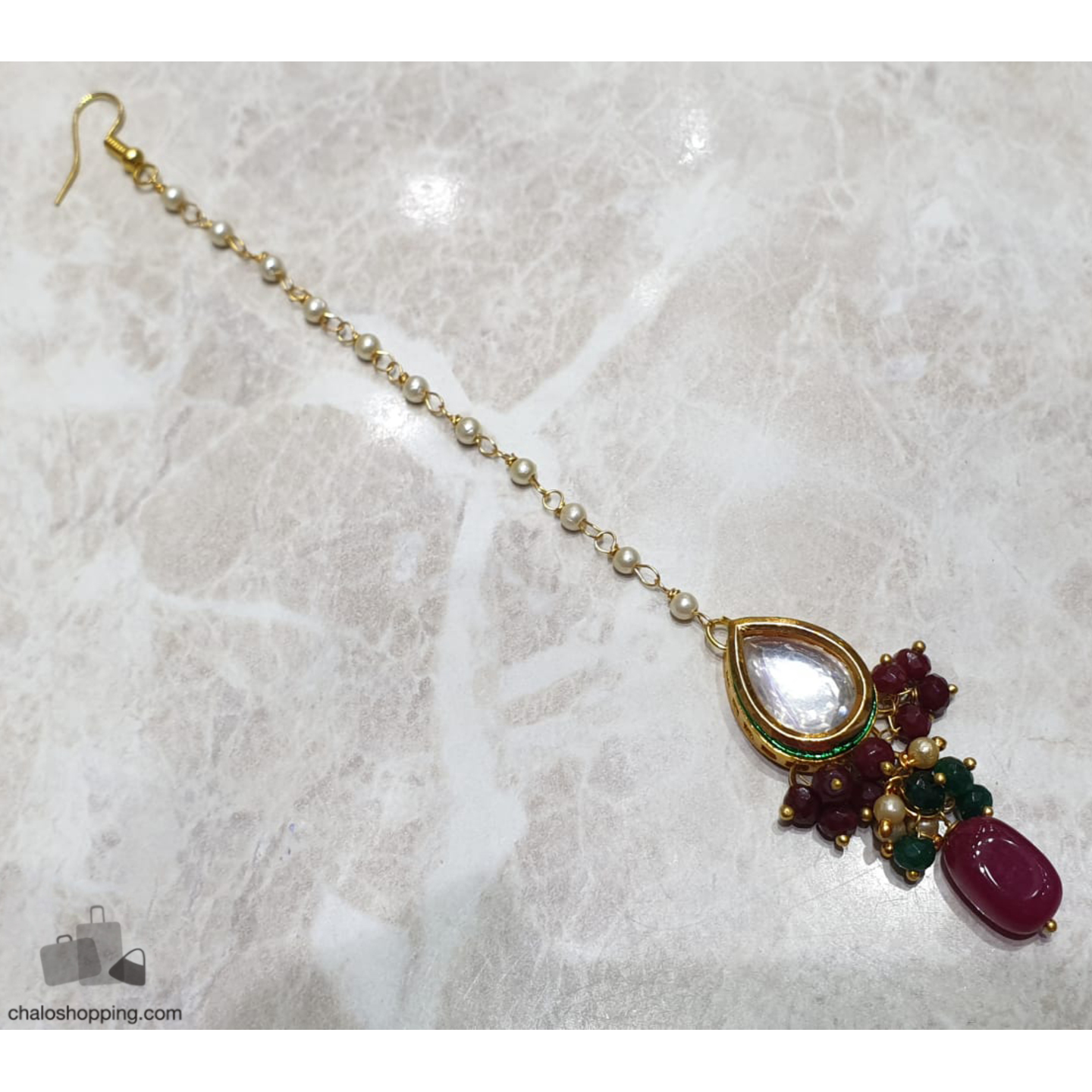 High Quality Kundan Multicolor Onyx Tika