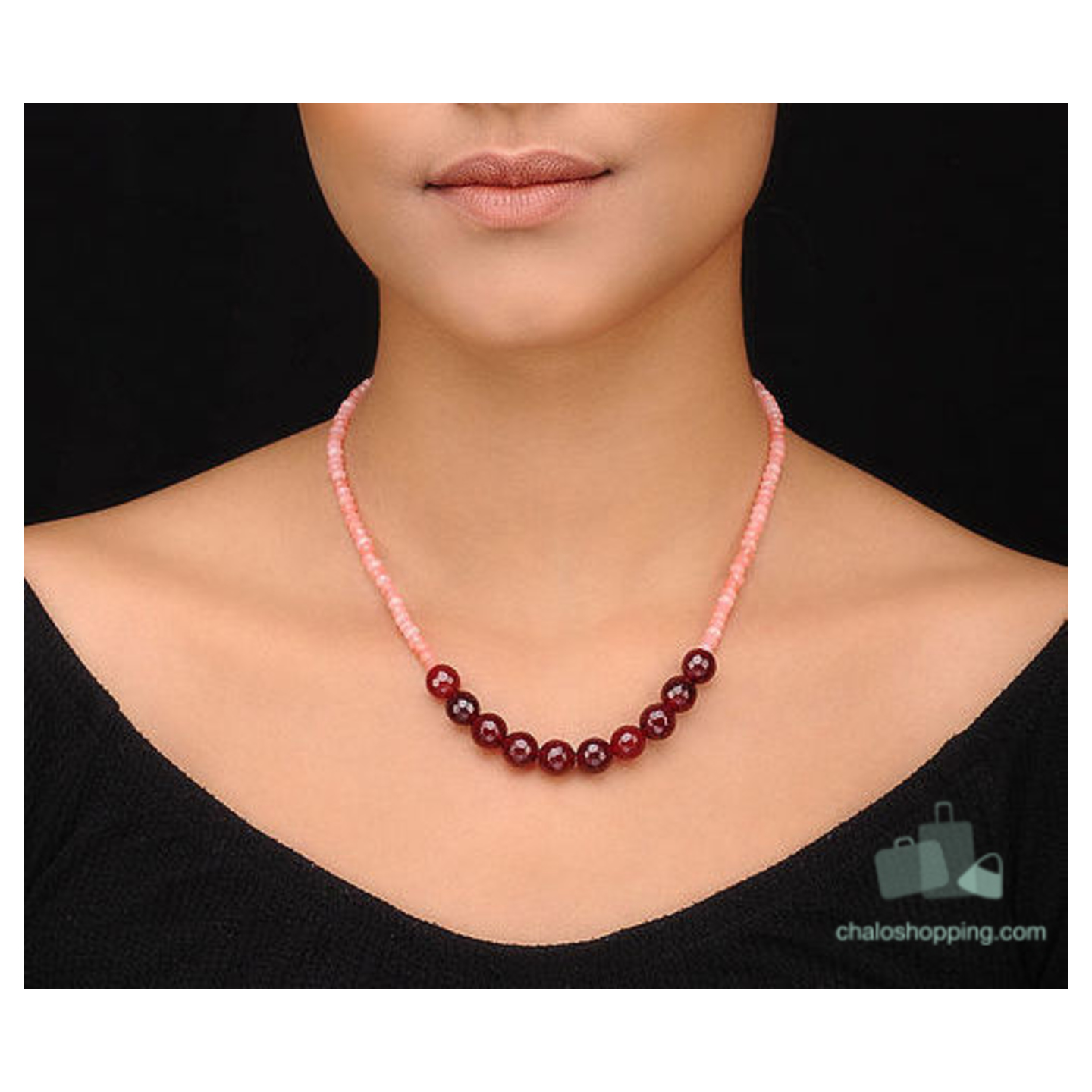Rose Quartz and Red Onyx Necklace 
