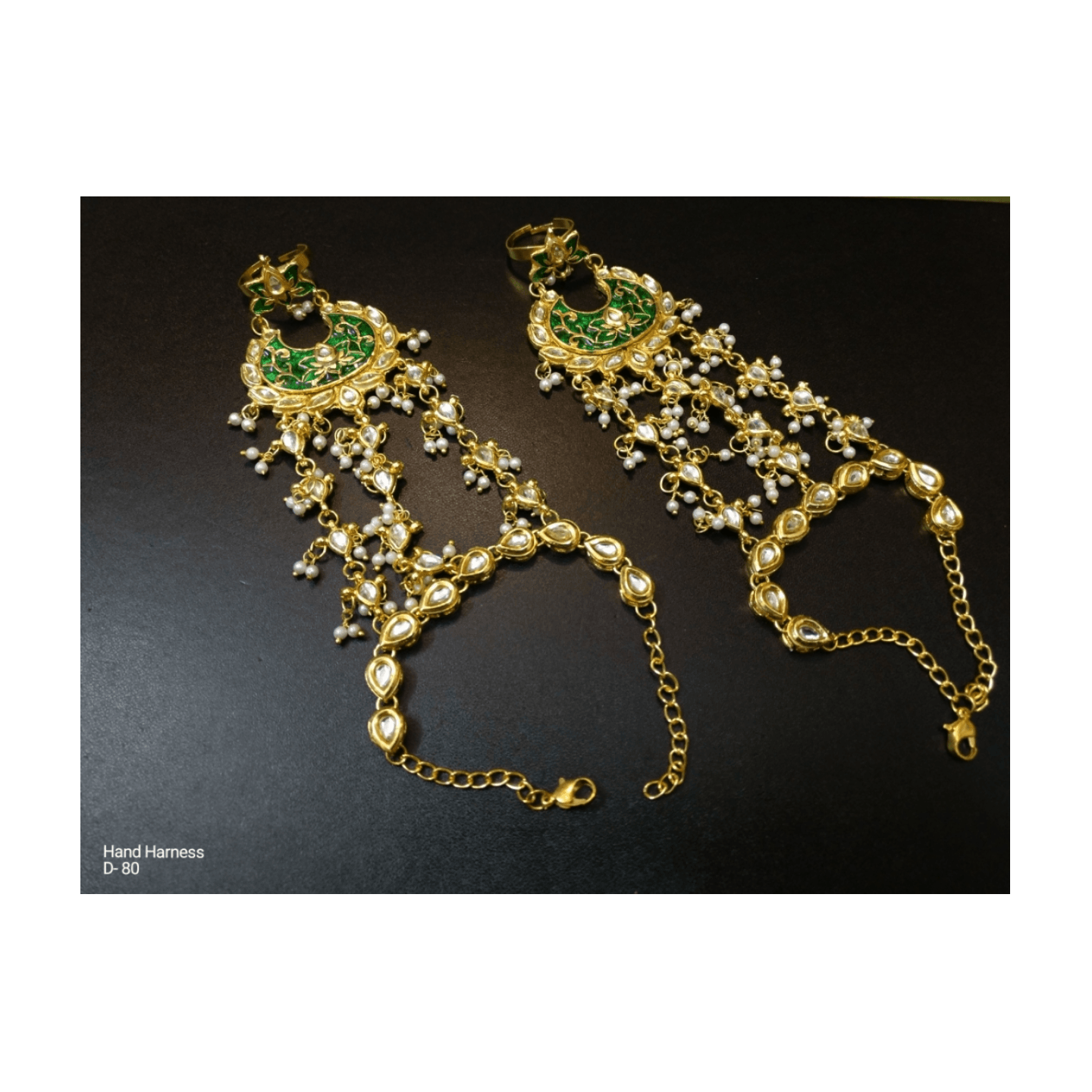 High Quality Kundan Bracelet See Green Pearl