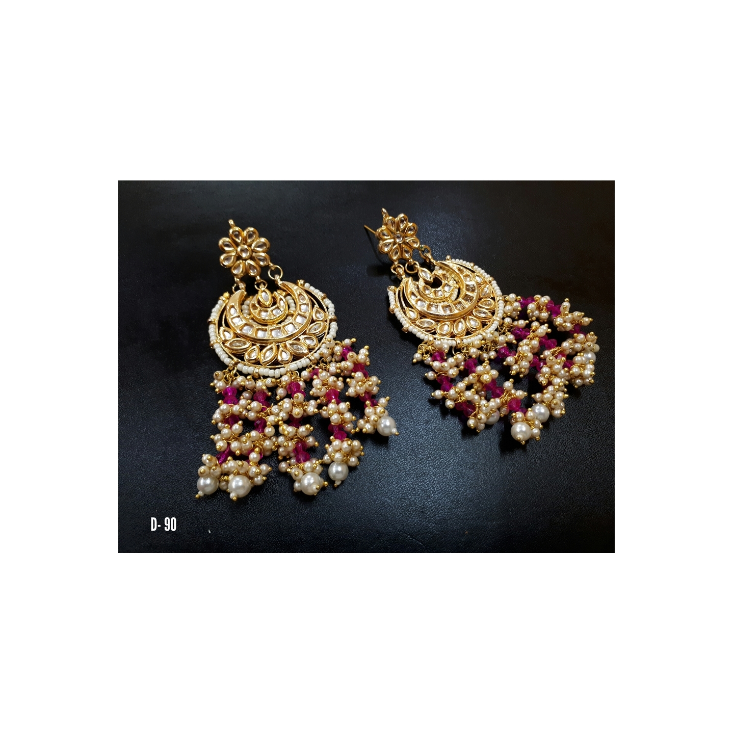 Kundan Earring 0230 Purple Onyx Pearl