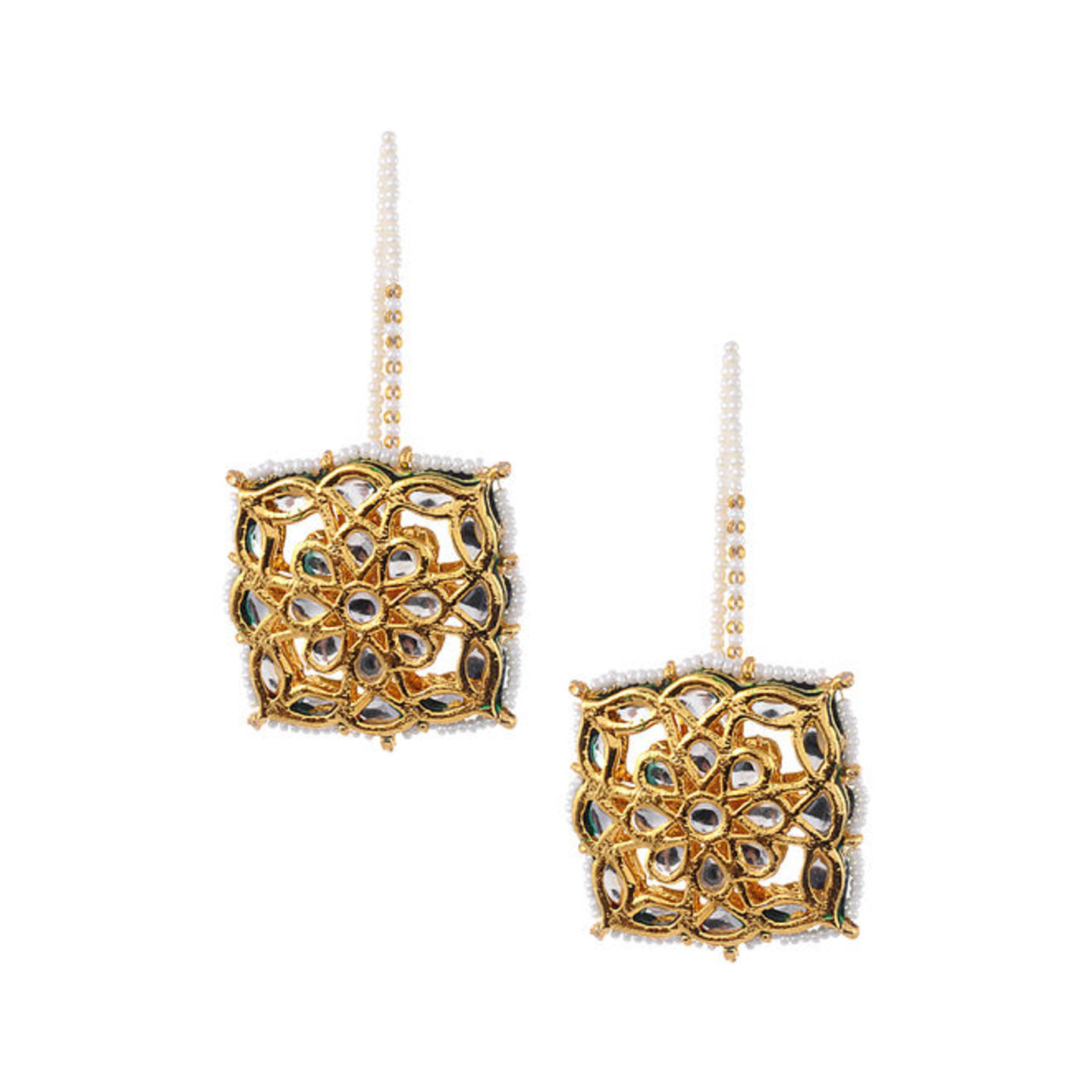 Gold Tone Kundan Inspired Earrings