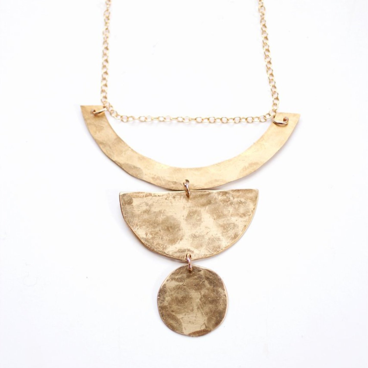 Geometric Totem Shape Brass Necklace