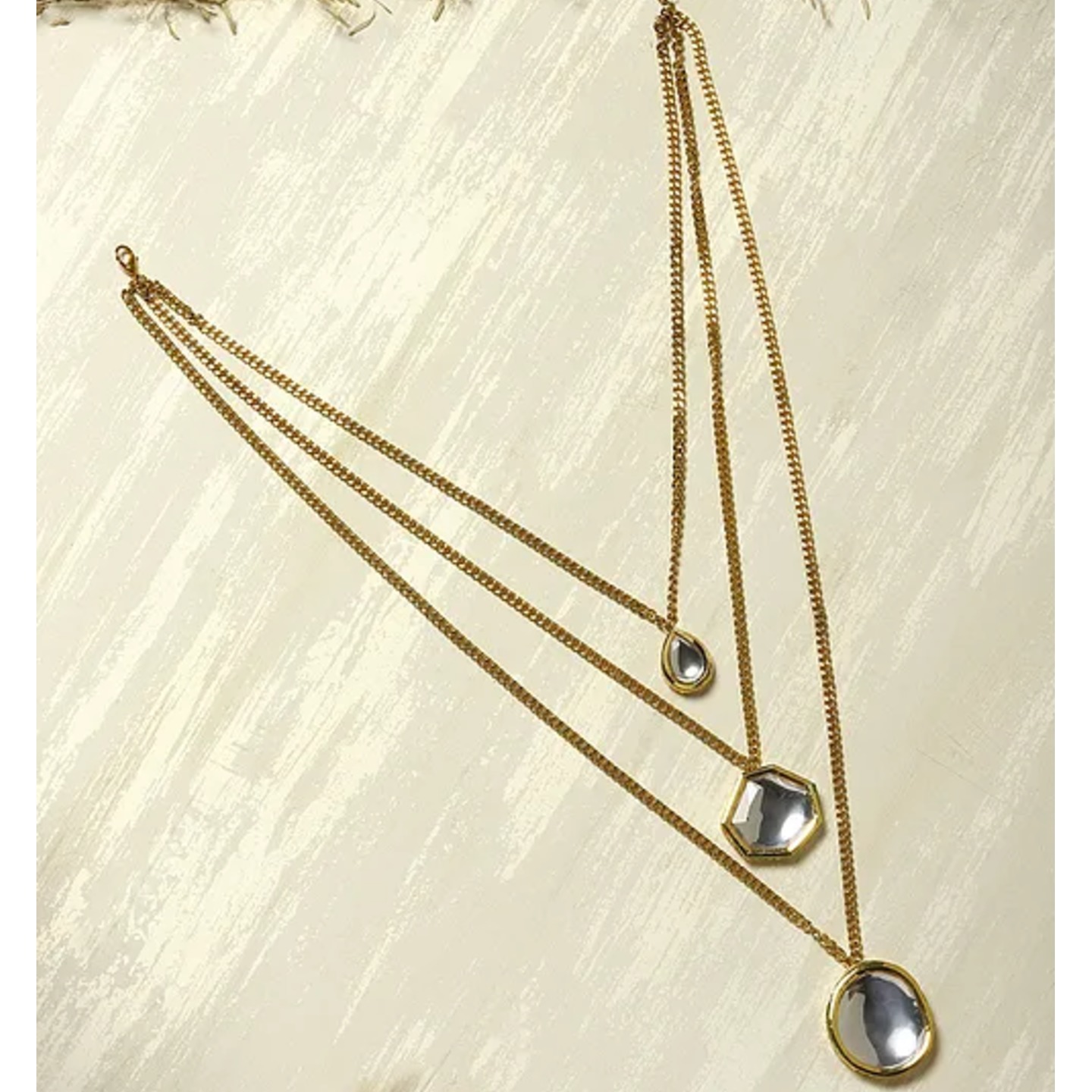 Gold Tone Polki Layered Necklace