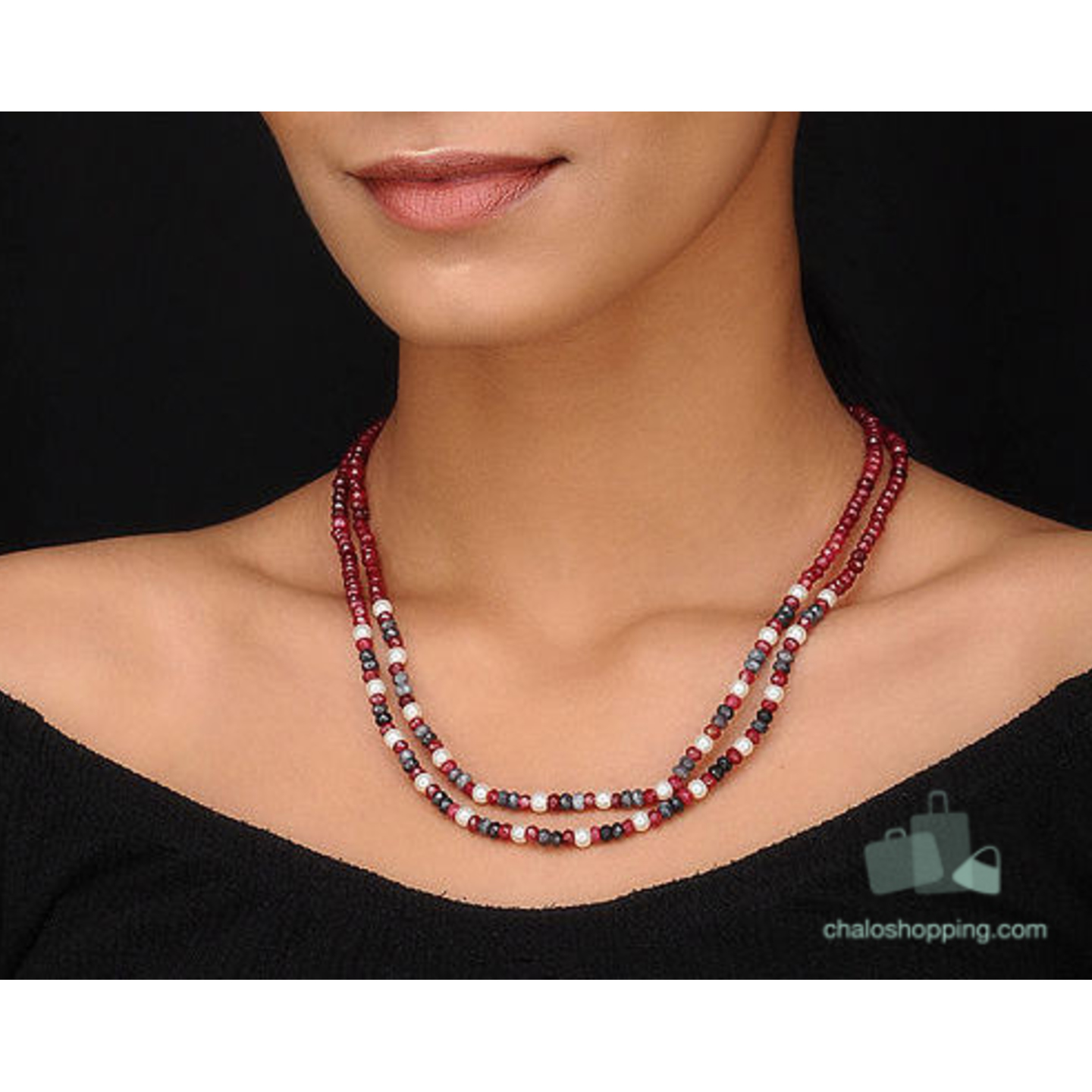 Onyx and Fresh Water Pearl Necklace