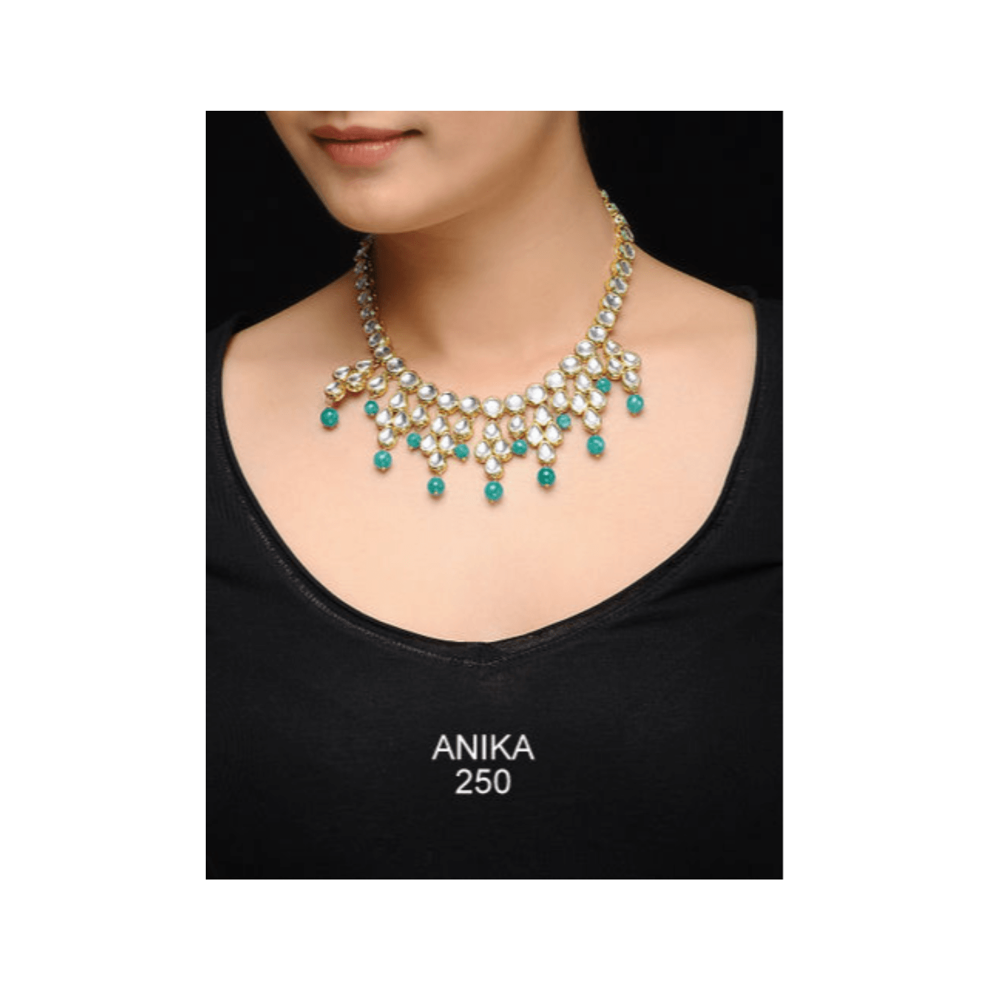 Kundan Choker Necklace Sky Blue Pearl