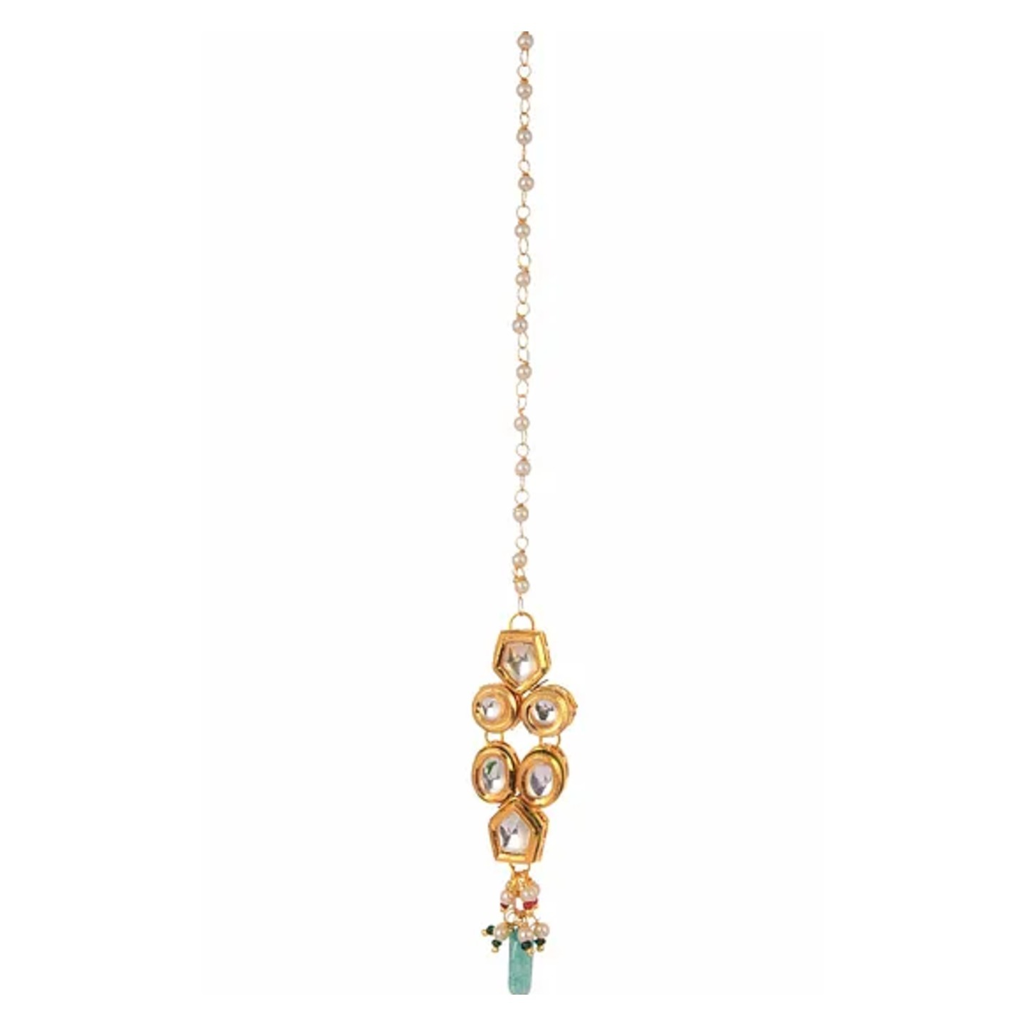 Green Gold Tone Kundan Tikka