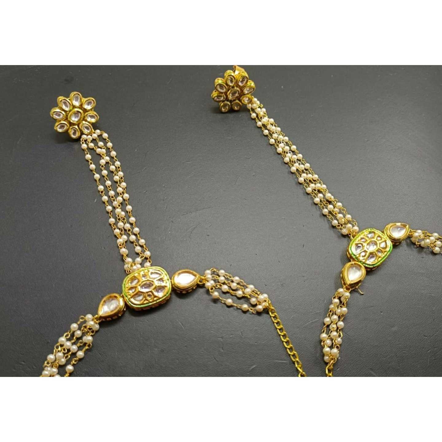 Gold Tone Kundan HathPhool