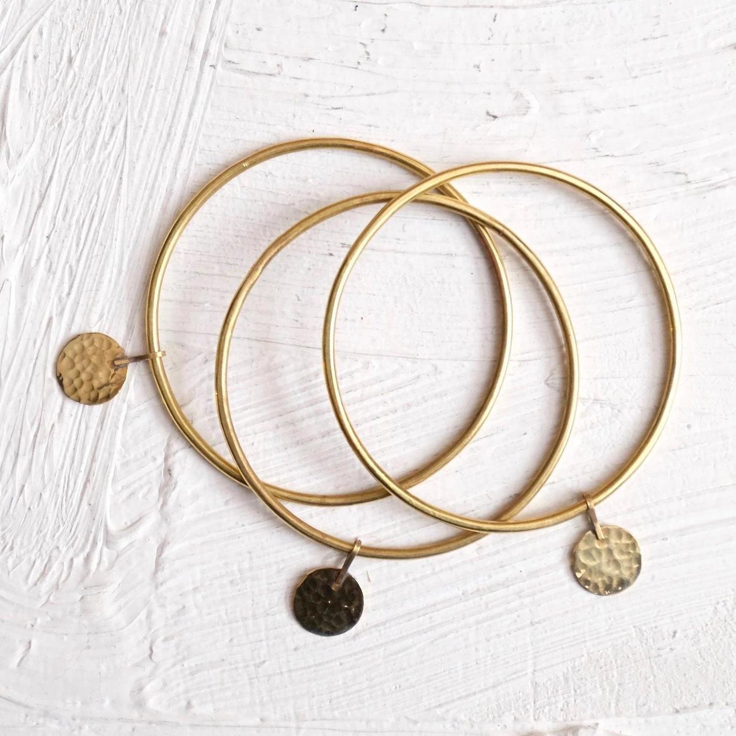 Hammered Coin Bangles Set of 3