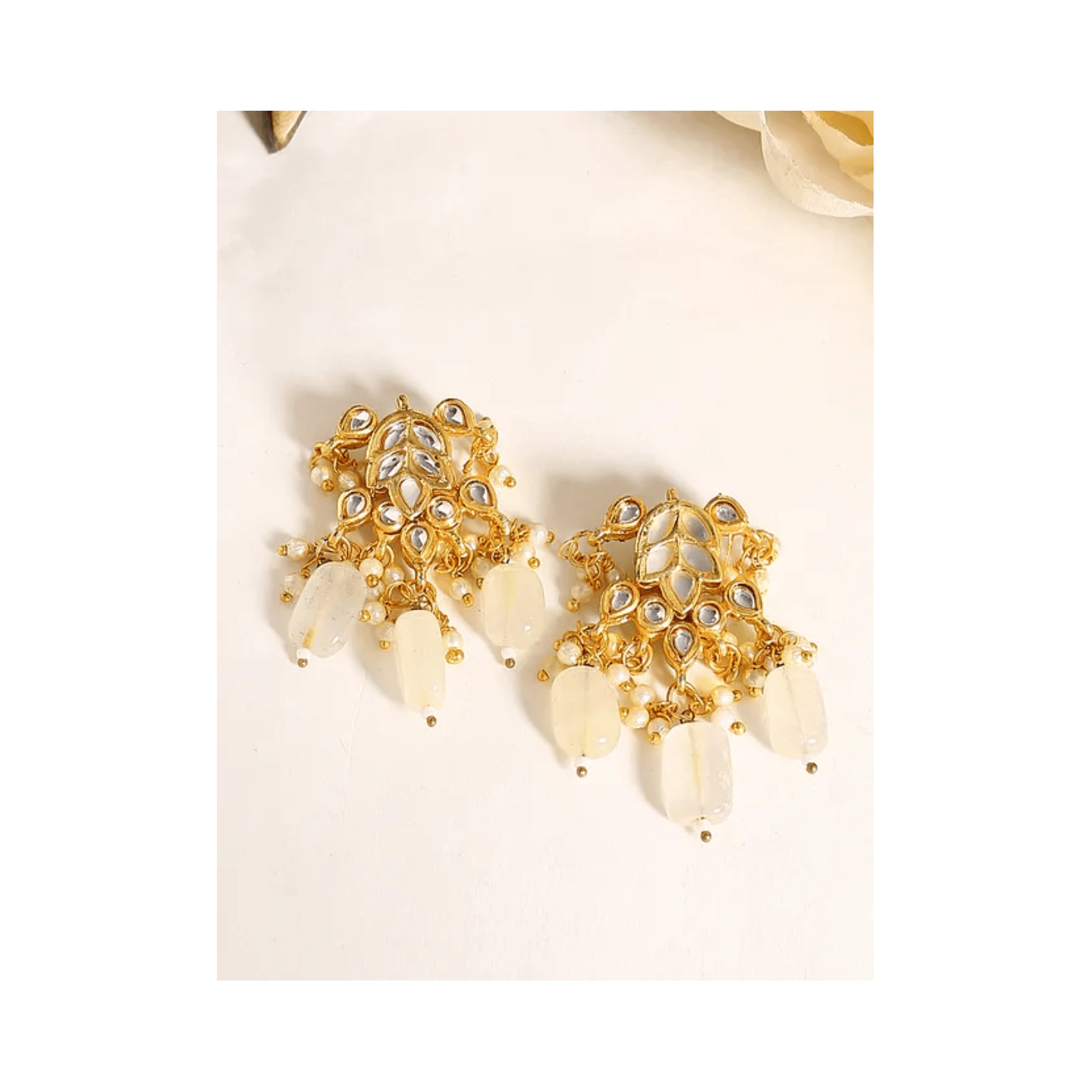 White Gold Tone Kundan Earring