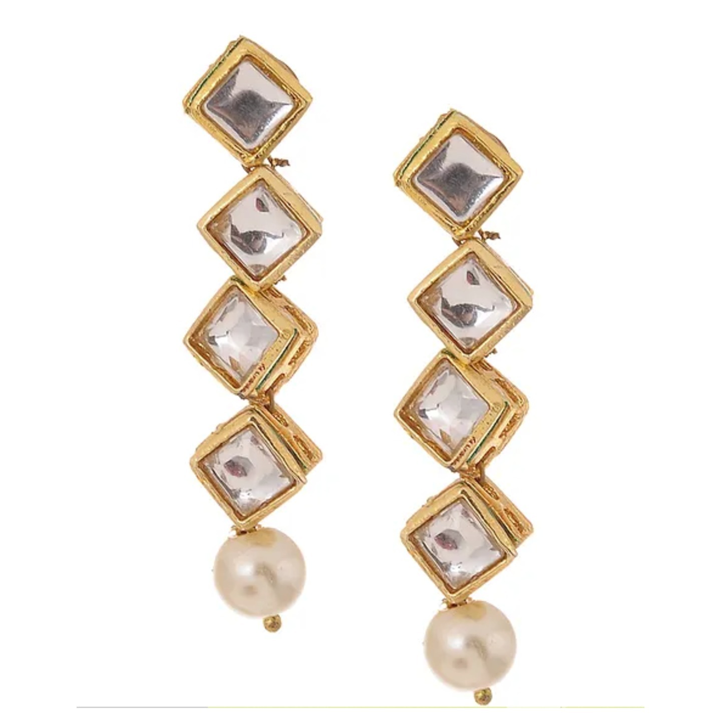 Classic Gold Tone Kundan Inspired Pearls Earring
