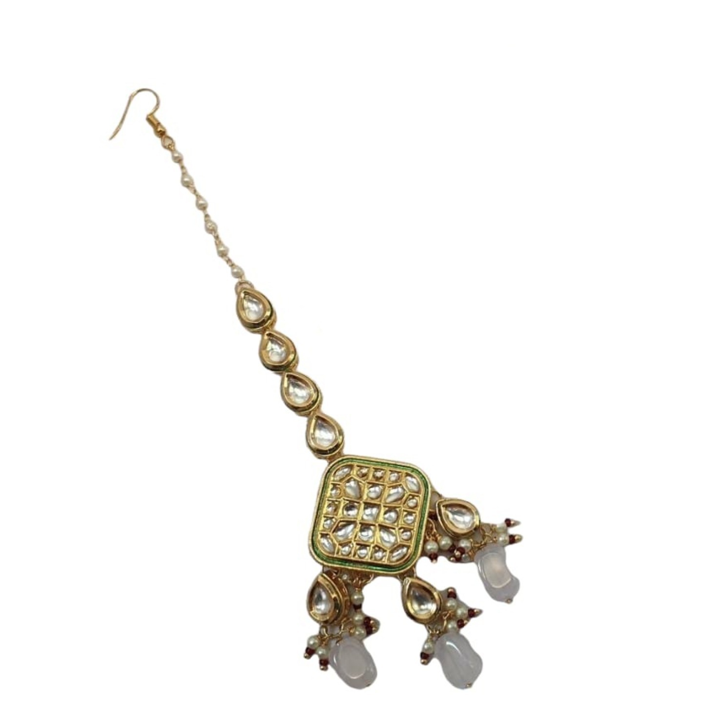 Green Gold Plated Kundan Tikka 04