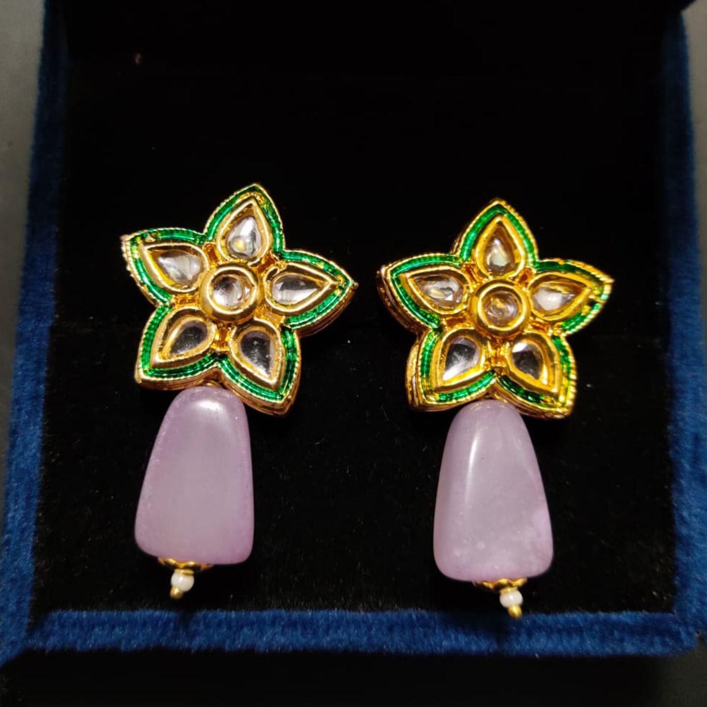 Small Kundan Studs 12 Pink