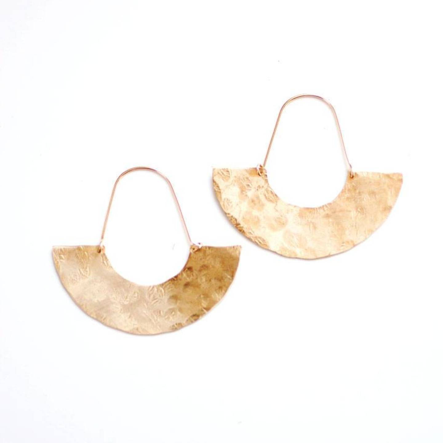 Hammered Brass Half Moon Earrings