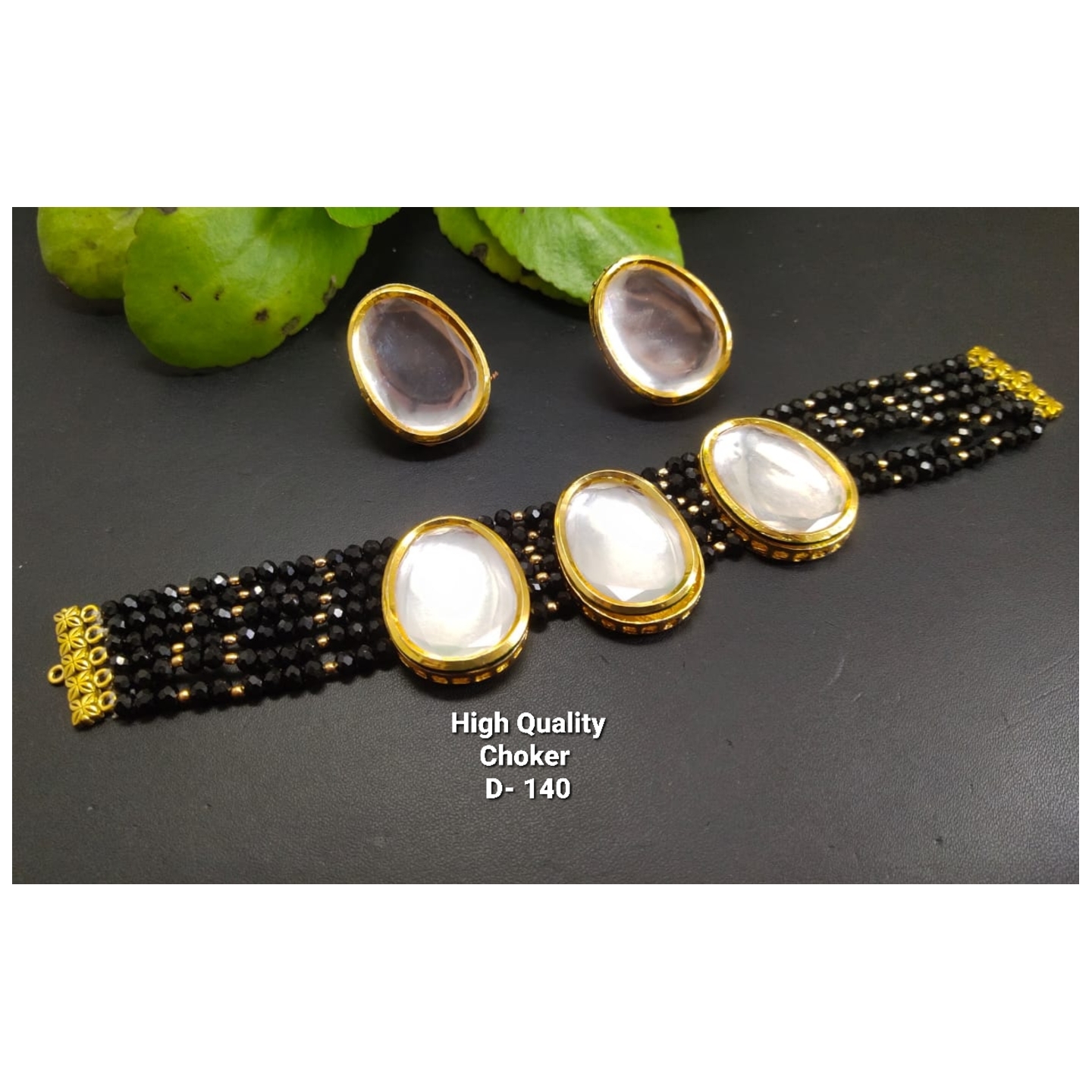 Kundan Choker Black with Earrings