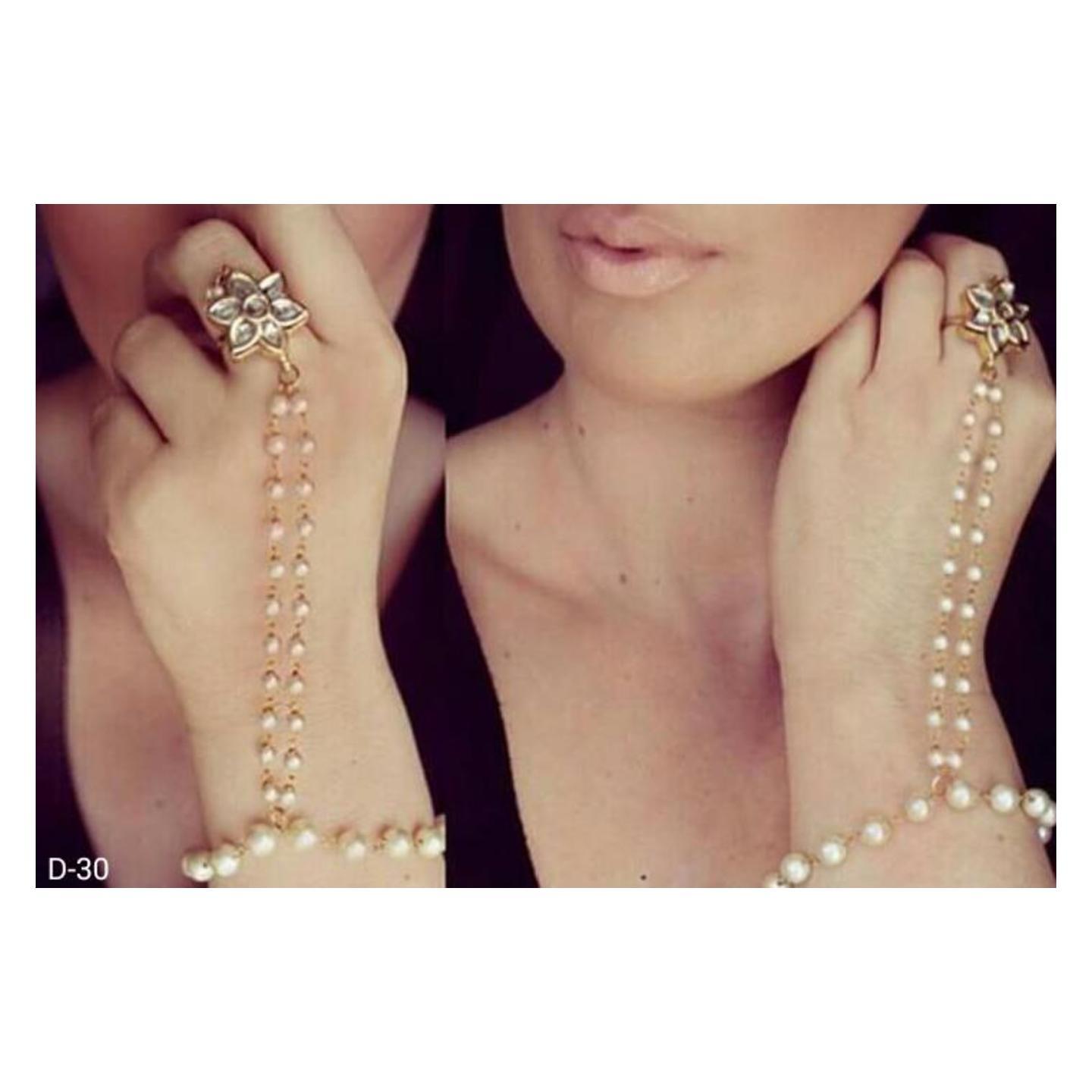 High Quality Kundan Bracelet White Onyx Pearl 040