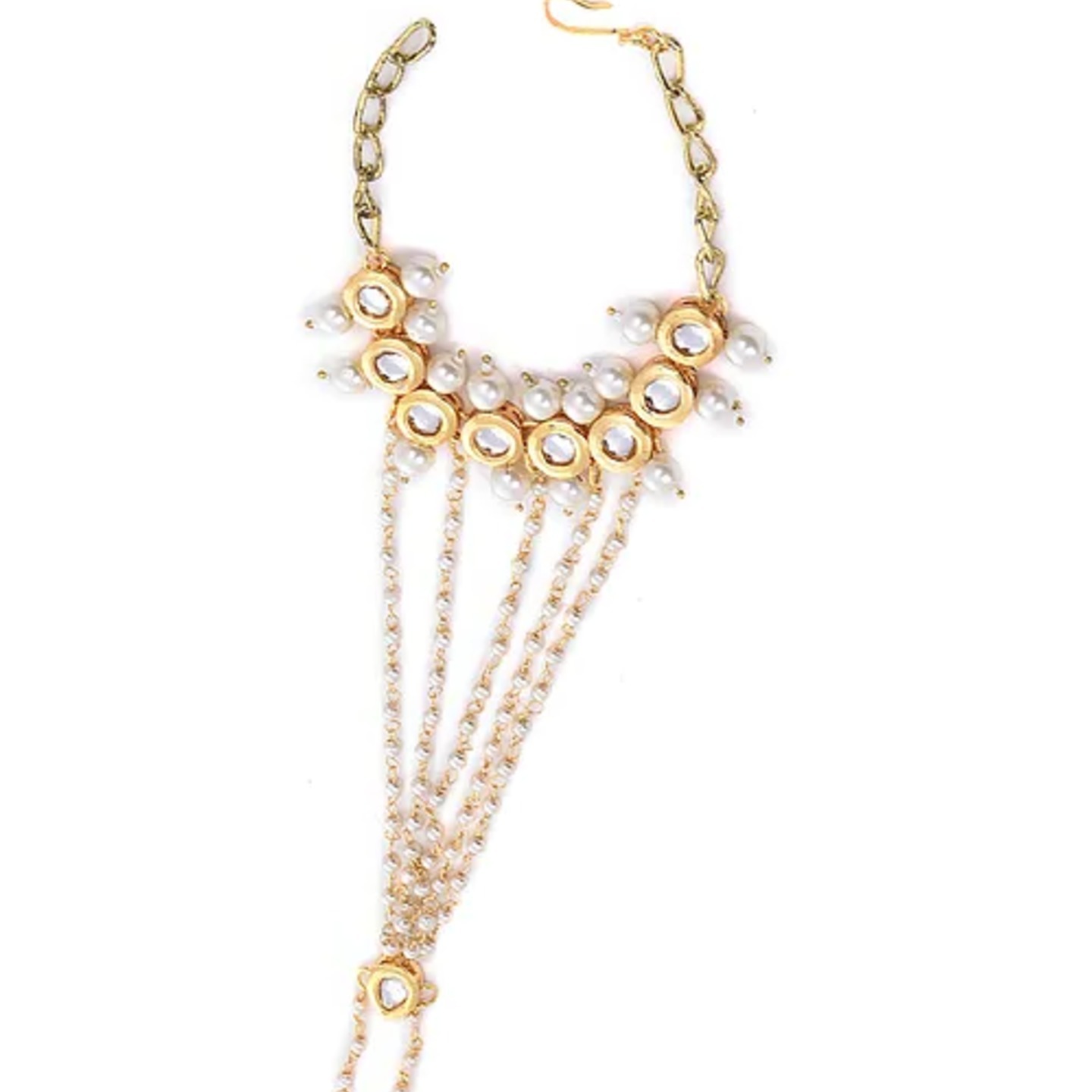 Kundan Gold Tone Hathphool With Pearls