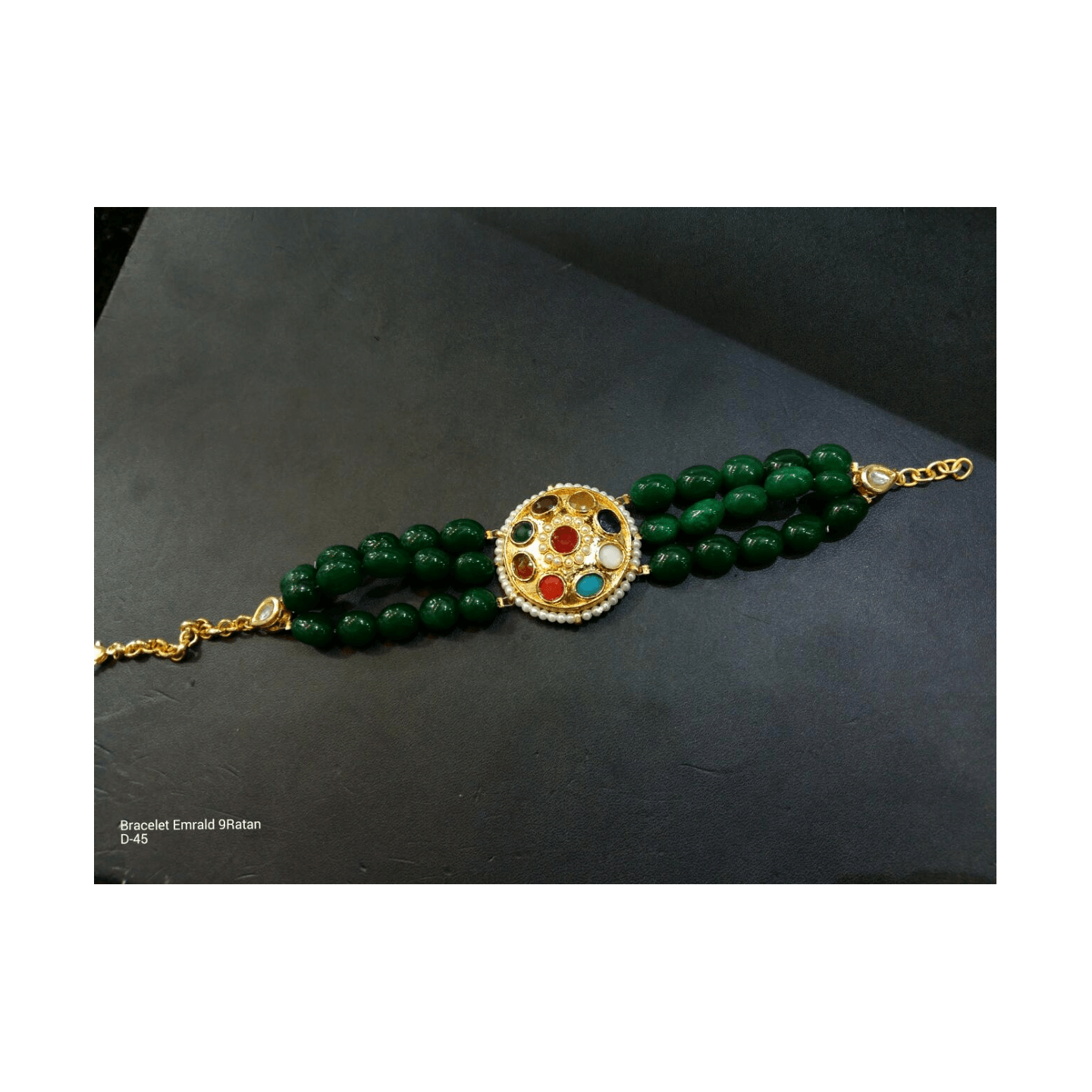 High Quality Kundan Bracelet Green NavRatan
