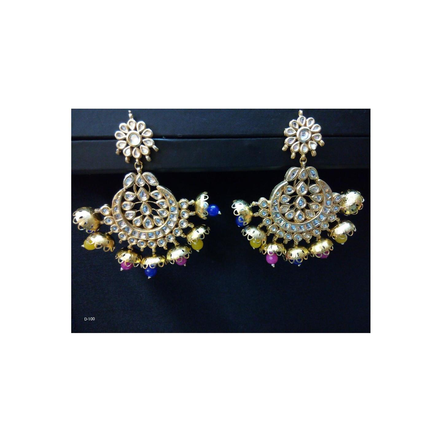Kundan Earring 0165 Multi Onyx