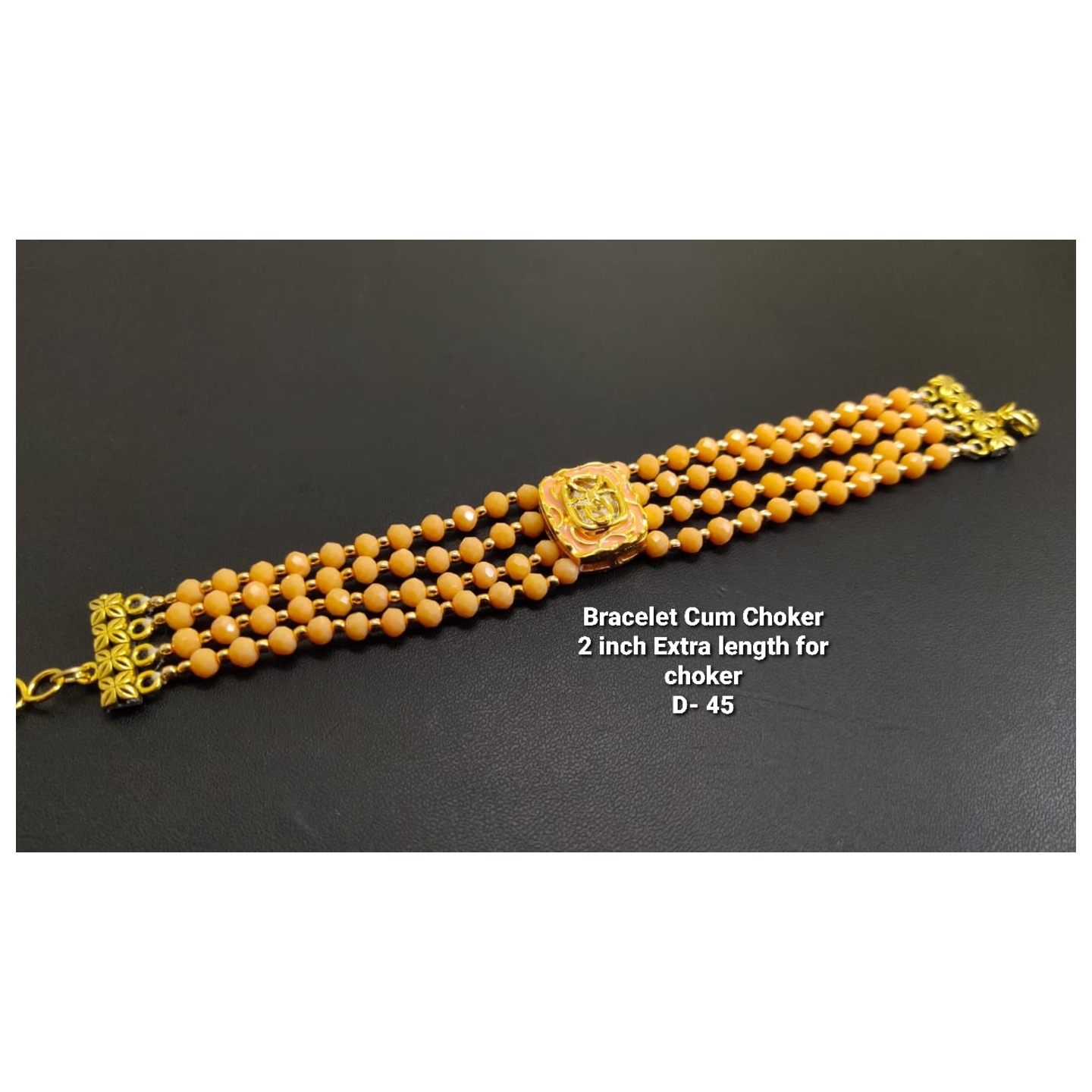 Kundan Choker With Yellow Crystals Neckline