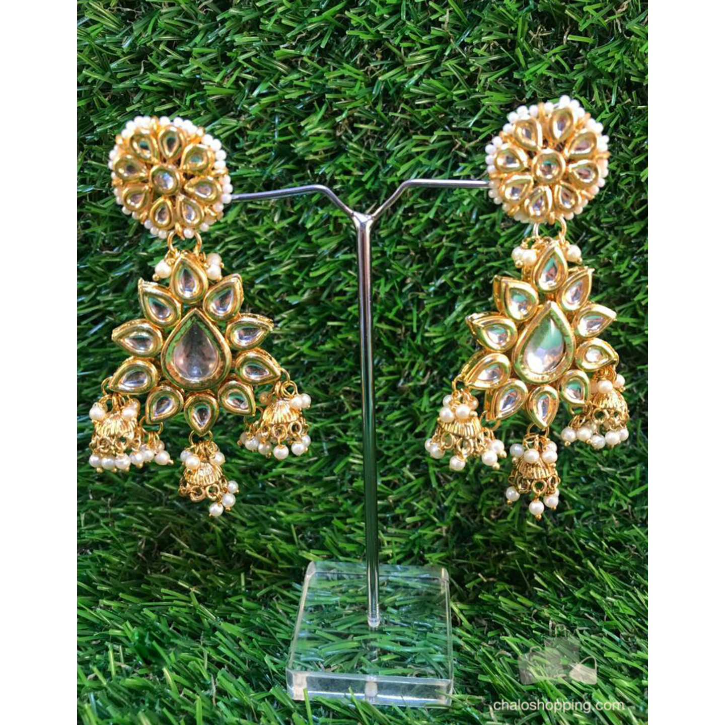 Kundan Tripple Mini Jhumki Earring