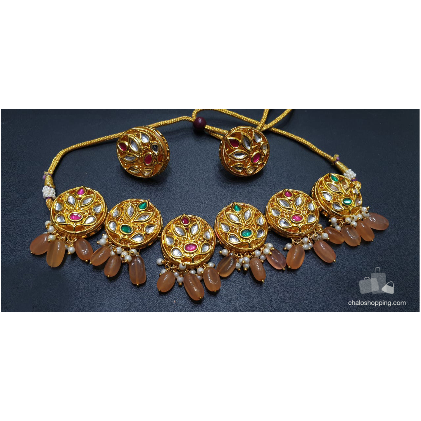 Kundan Meenakari Choker Set with Earrings