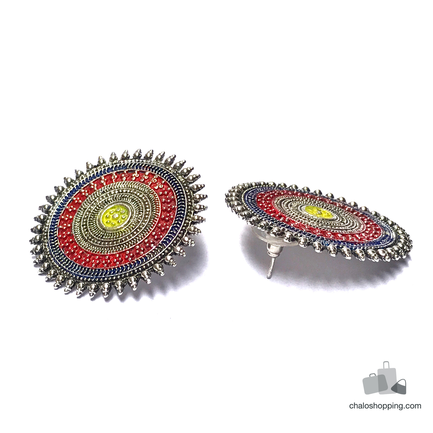 TriColor Oxidised Chakra Earrings