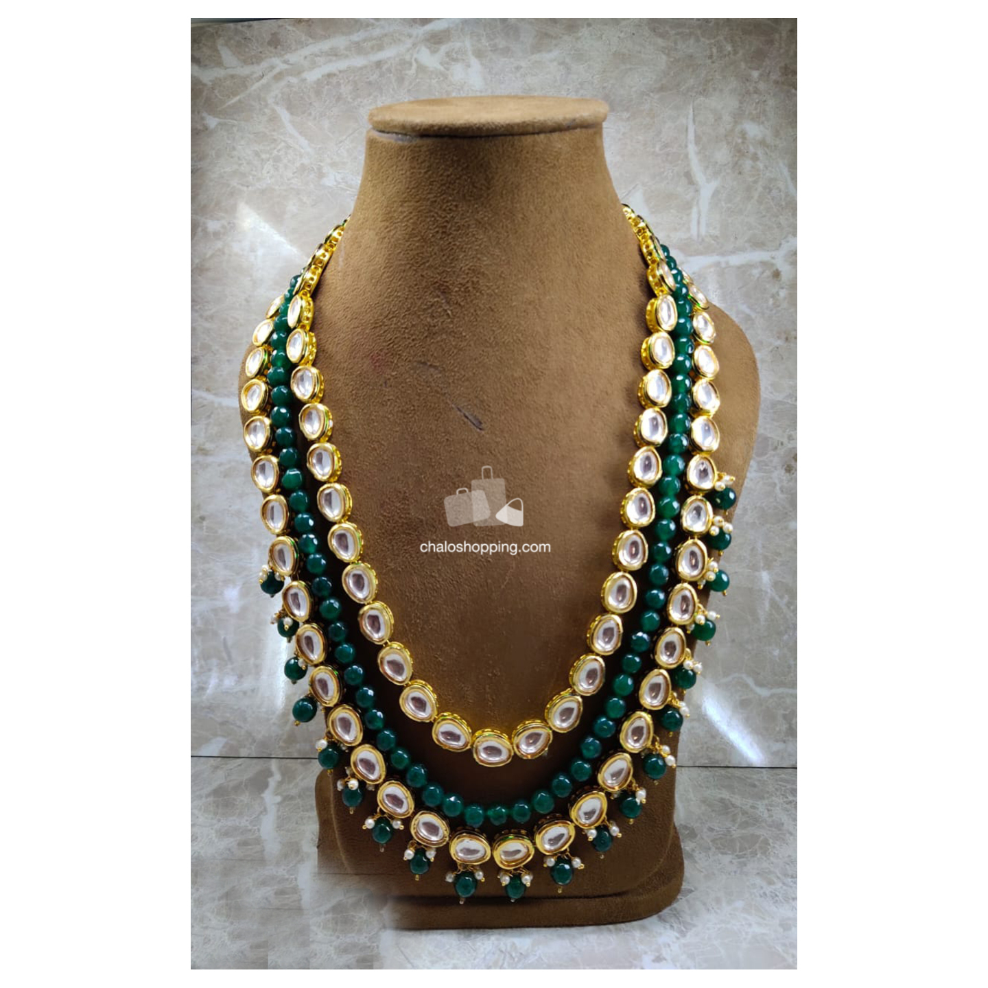 High Quality Kundan and Green Onyx Raani Haar