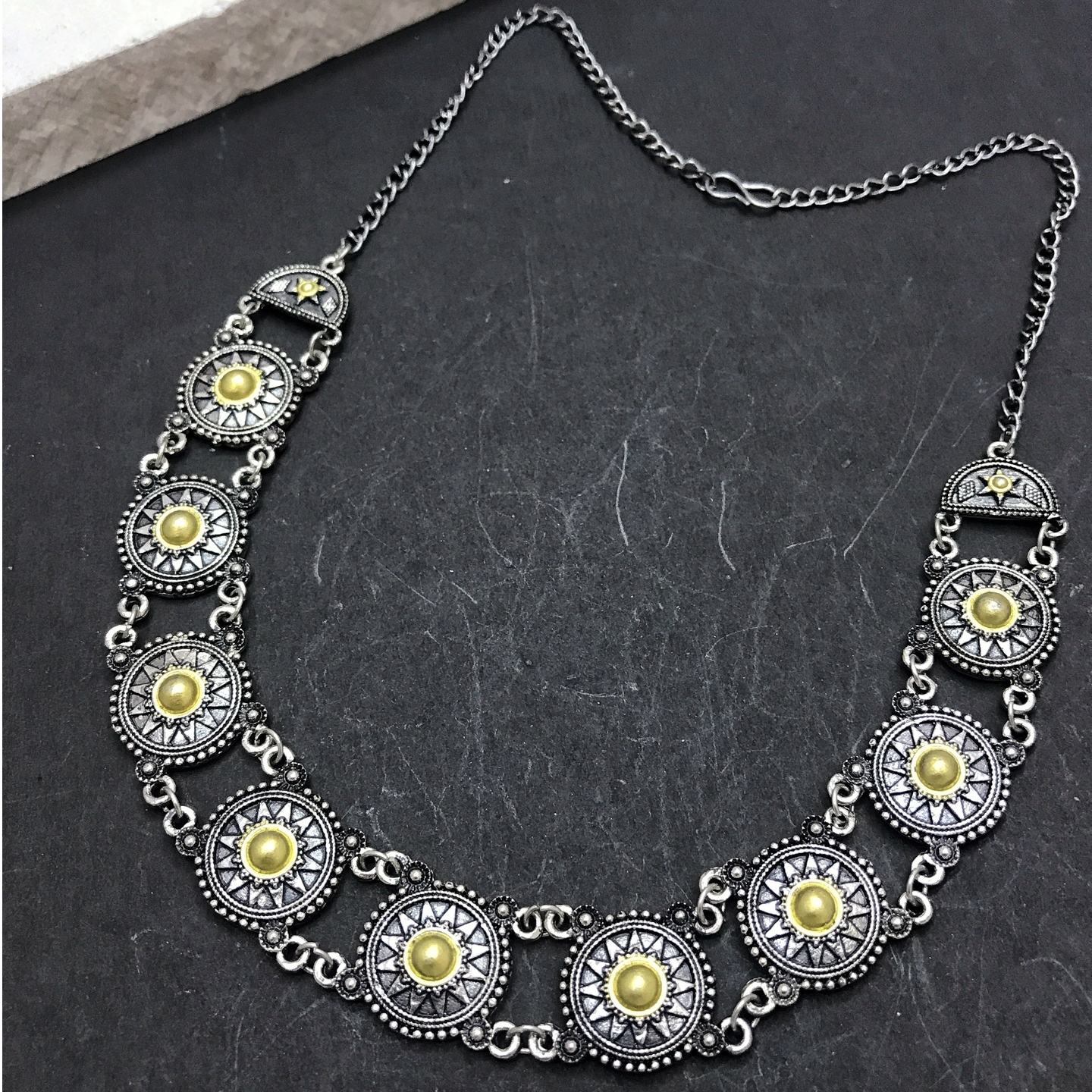 Dual Tone Silver Look Necklace