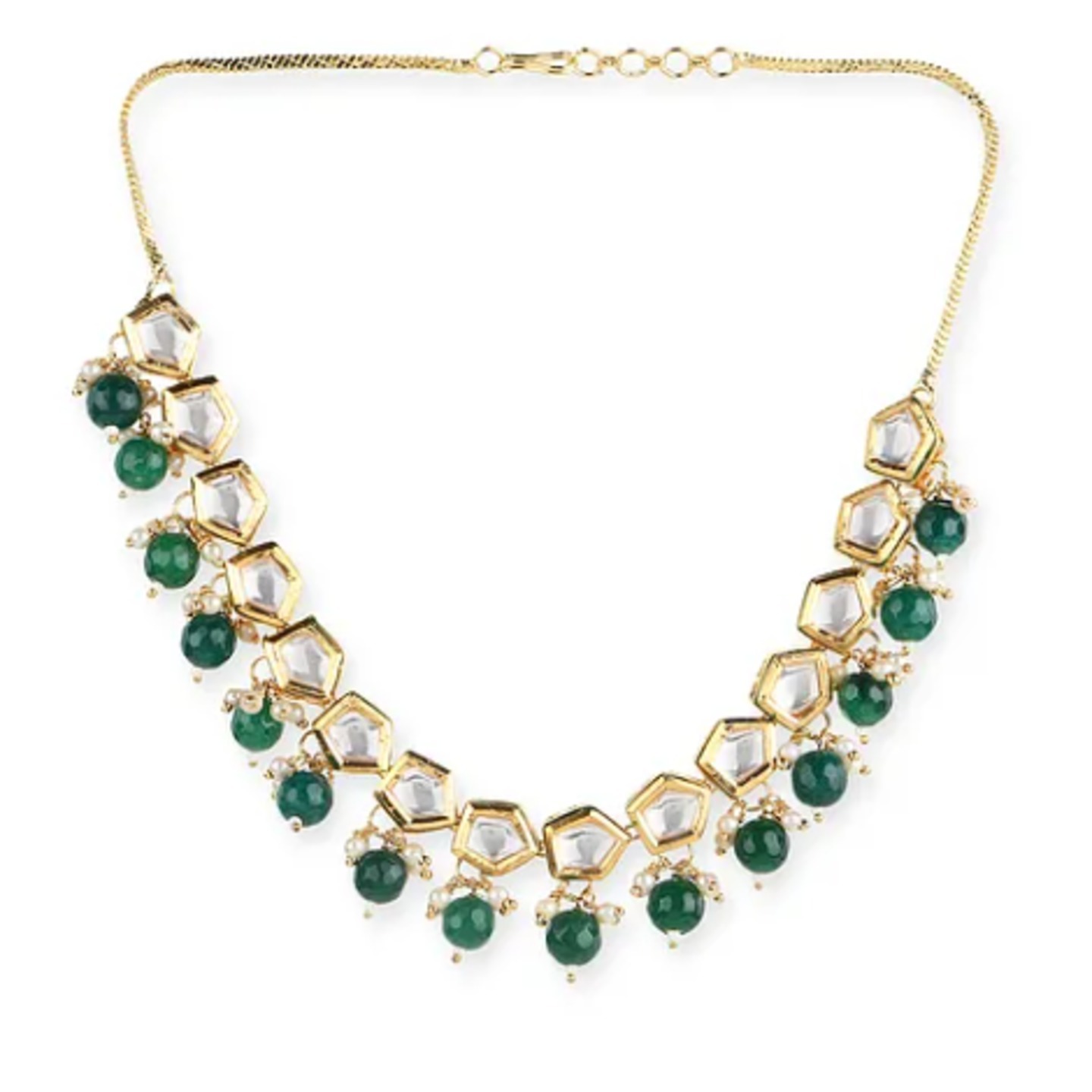Green Gold Tone Kundan Necklace