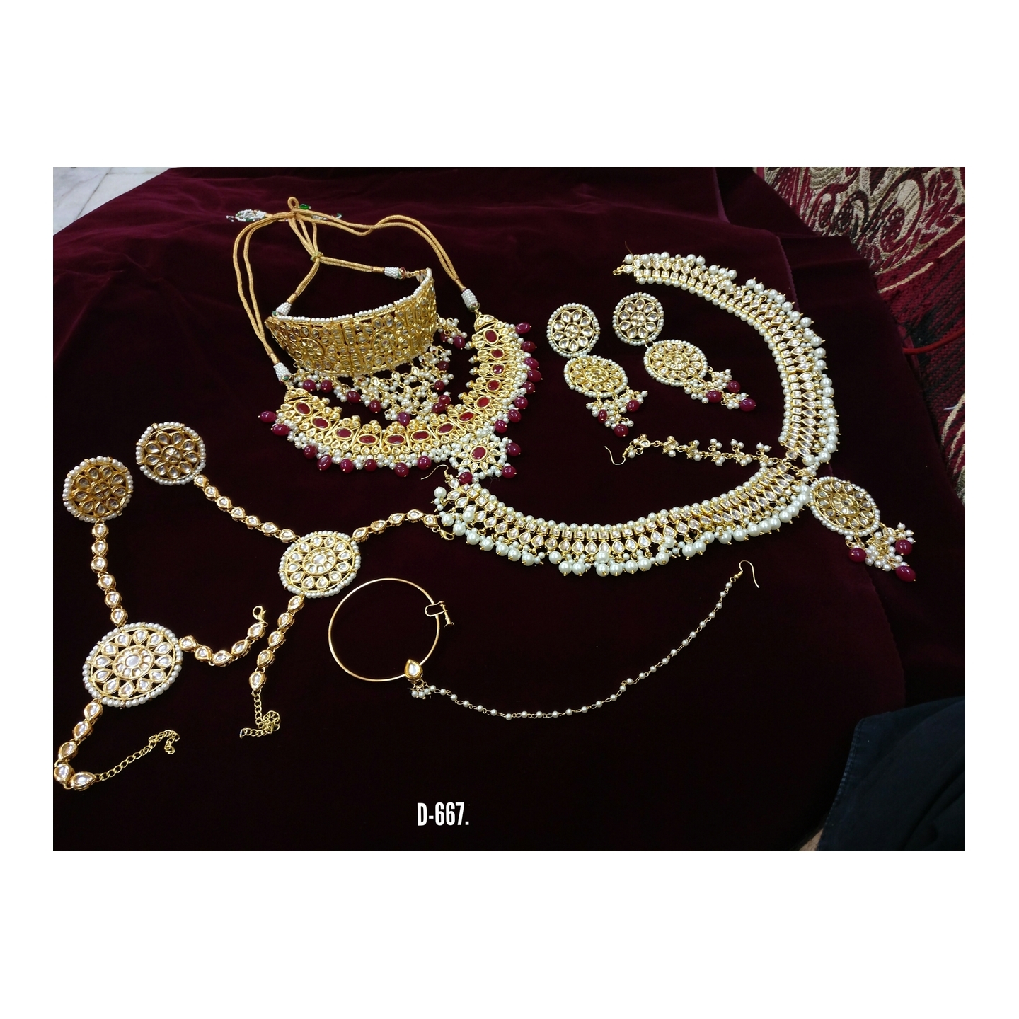 High Quality Kundan Polki Full Bridal Set White Onyx Pearls