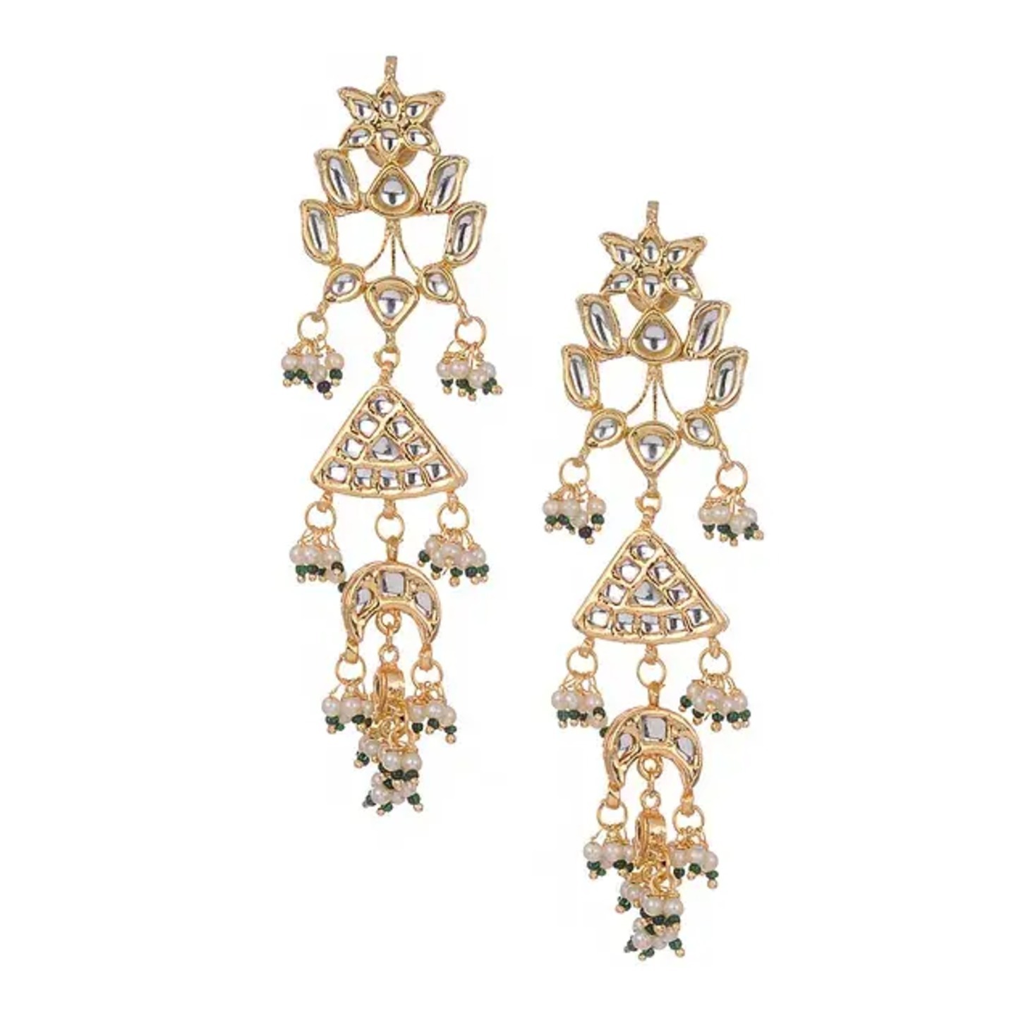 Gold Tone Kundan Earrings