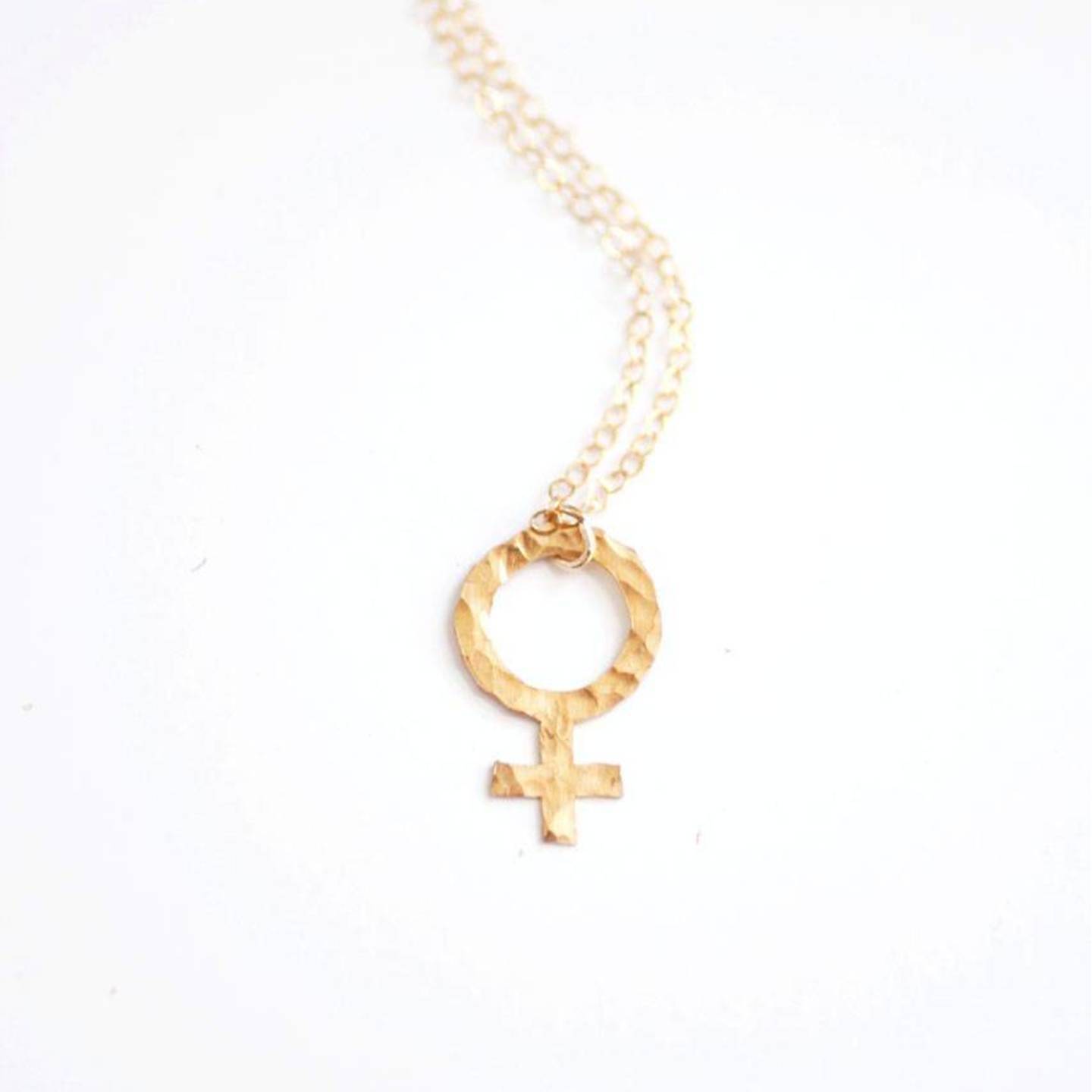 Female Sign Feminist Brass Necklace