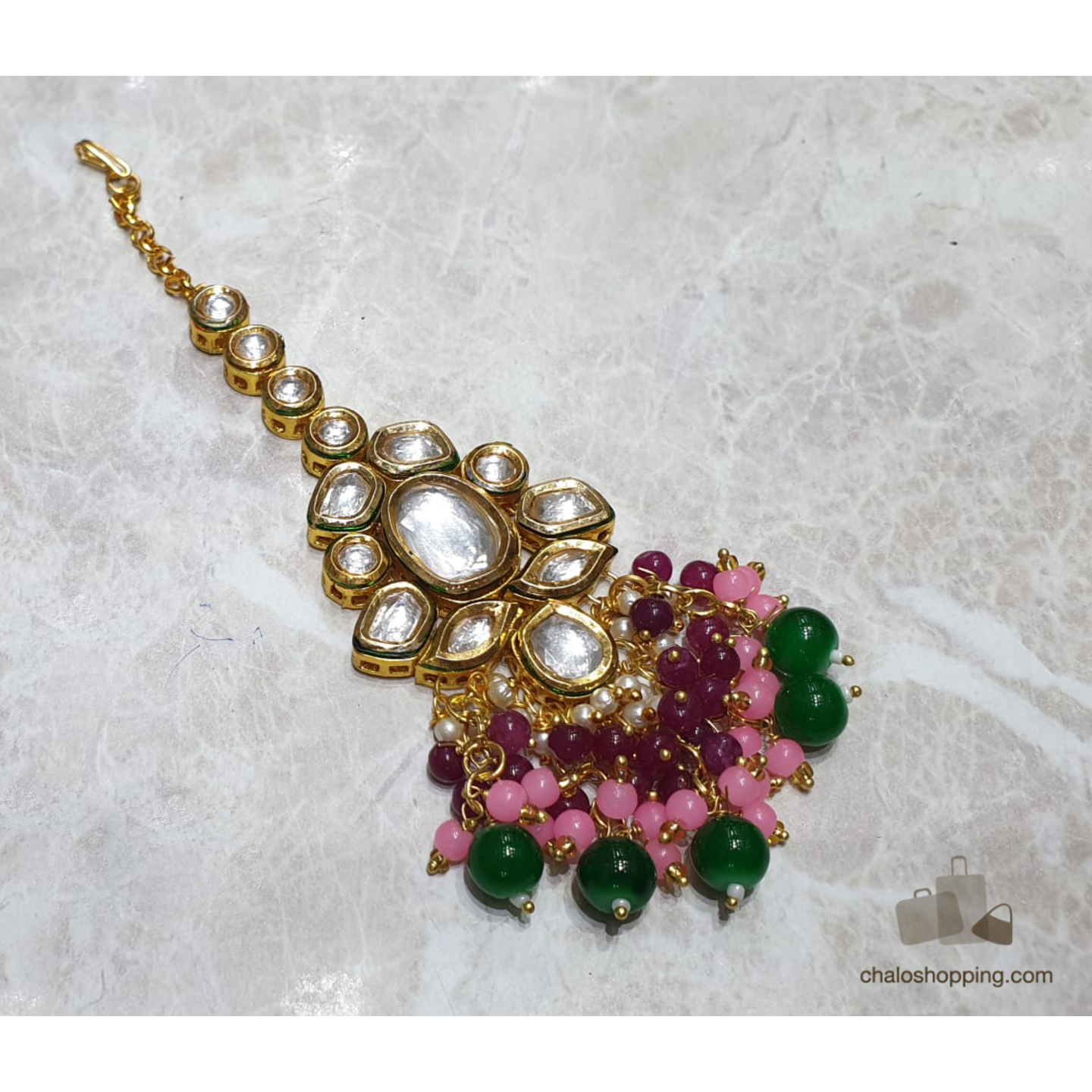 High Quality Onyx Stone Kundan Tika
