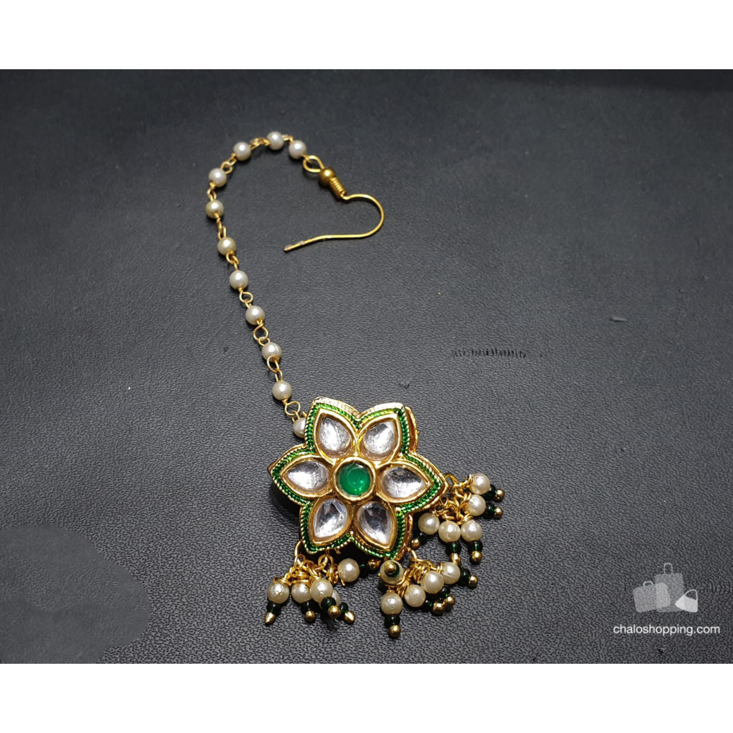 Star Green Enamel Kundan Tika